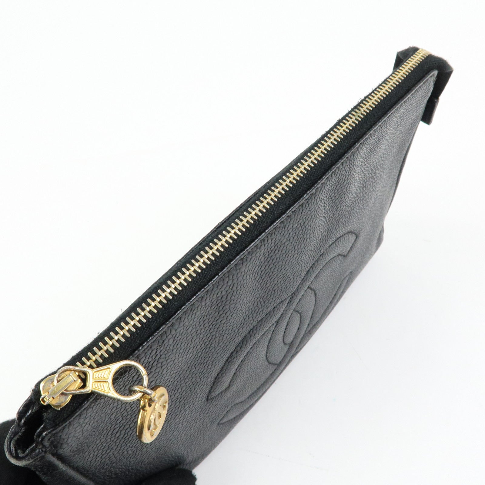 CHANEL COCO Mark Caviar Skin Cosmetic Pouch Makeup Bag Black
