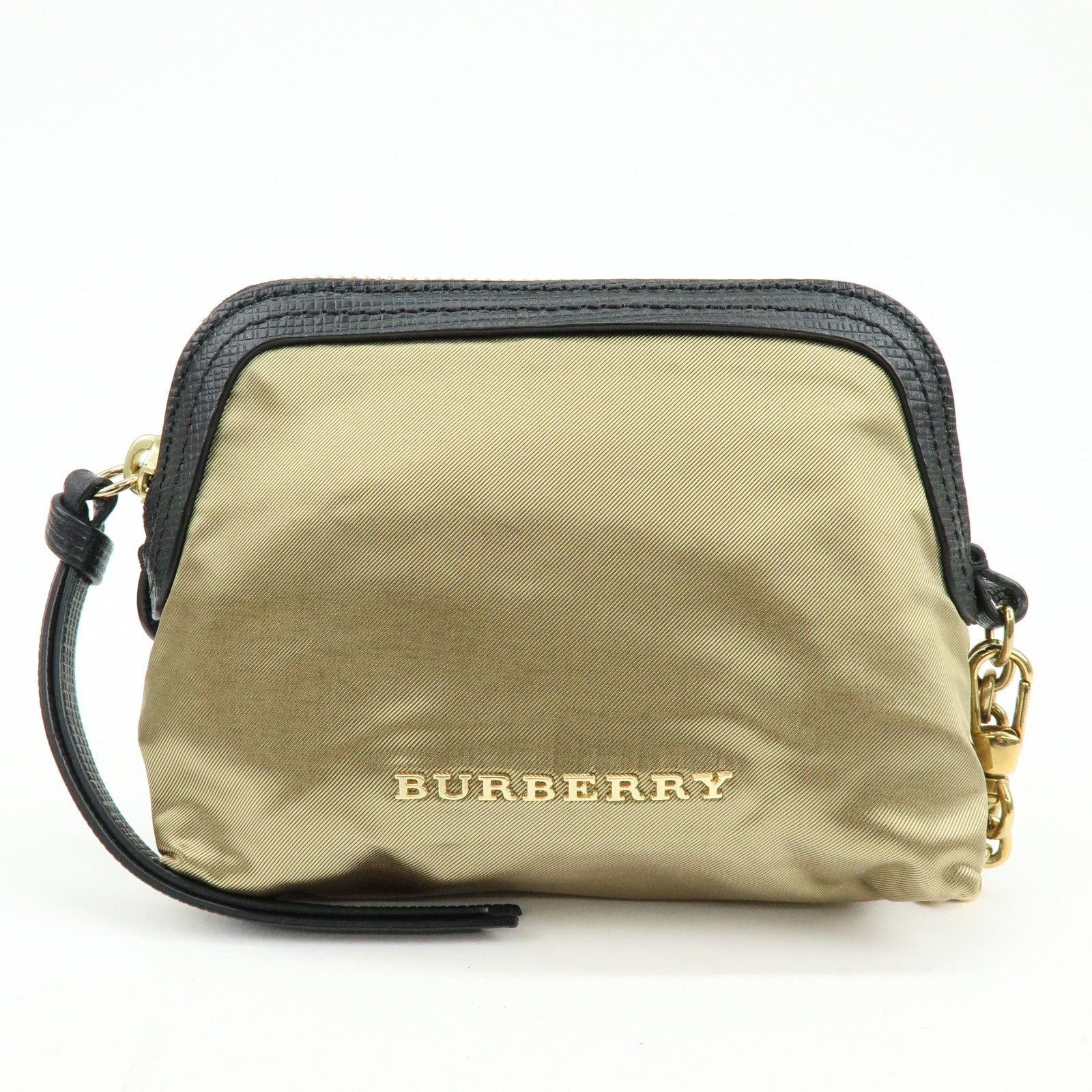 BURBERRY Nova Plaid Set of 2 Canvas Pouch Cosmetic Case Brown Gold