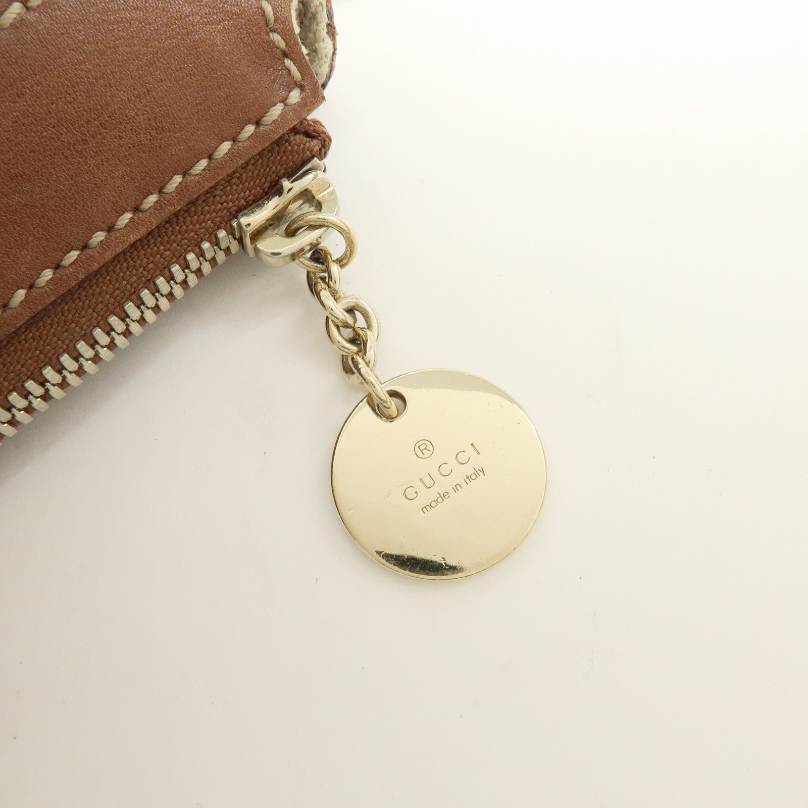 GUCCI Leather Shoulder Bag Brown 154401