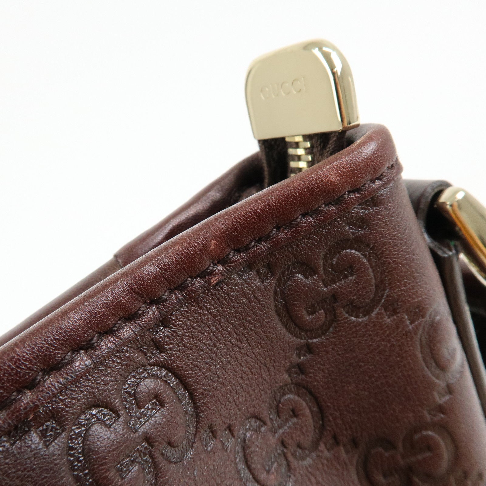 GUCCI Abbey Guccissima Leather Shoulder Bag Dark Brown 131326
