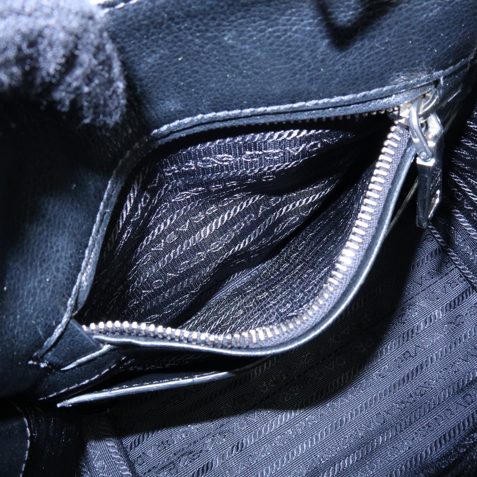 PRADA Triangle Logo Pony Leather 2Way Bag Hand Bag Shoulder Bag