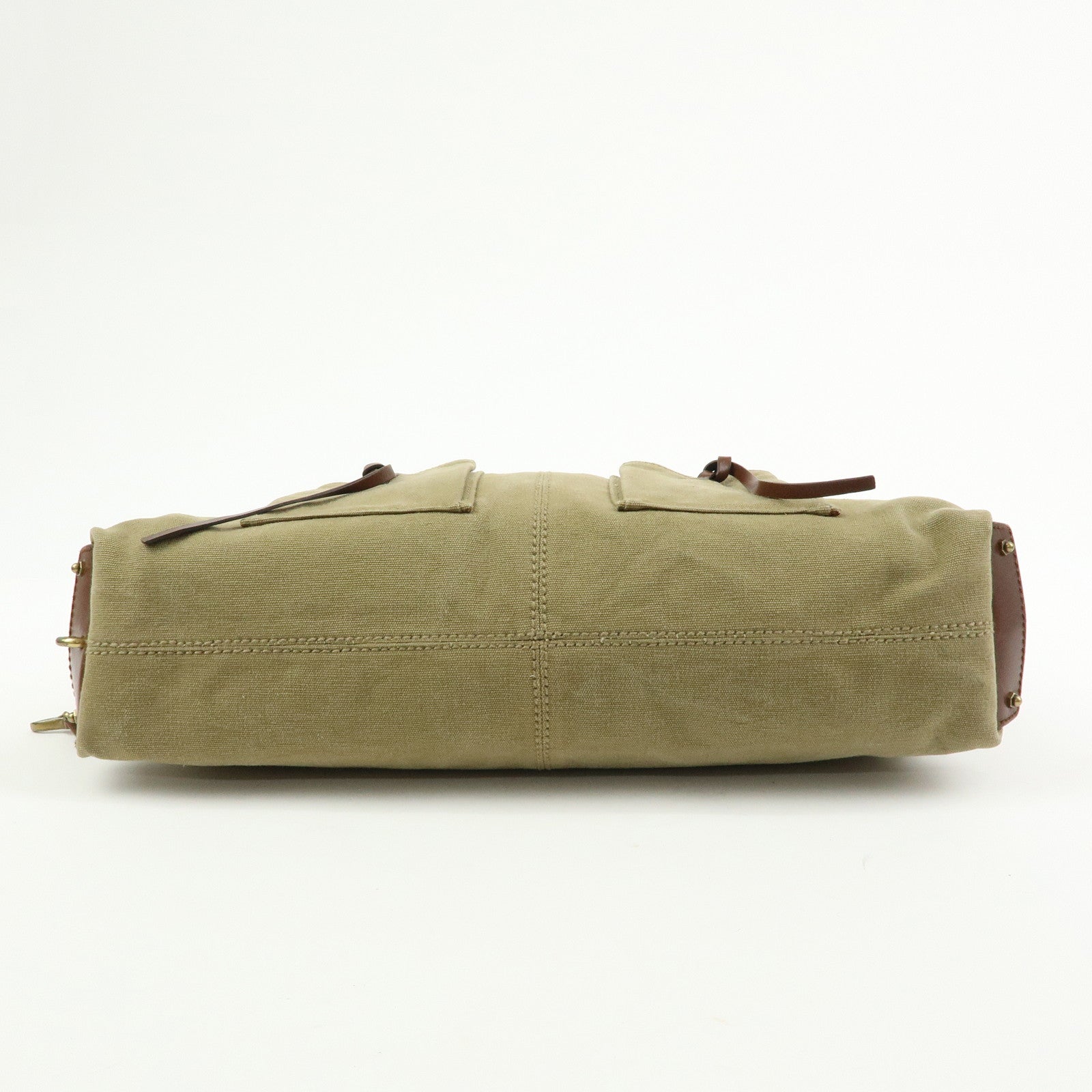 GUCCI Canvas Leather Tote Bag Hand Bag Khaki Brown 109132