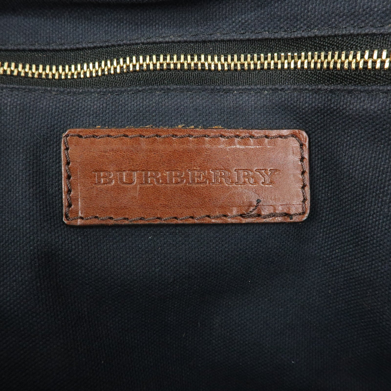 BURBERRY Nova Plaid Canvas Leather Hand Bag Beige Brown