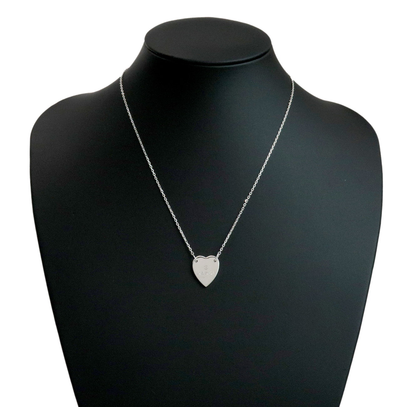 GUCCI Logo Heart Plate Necklace SV925 Silver