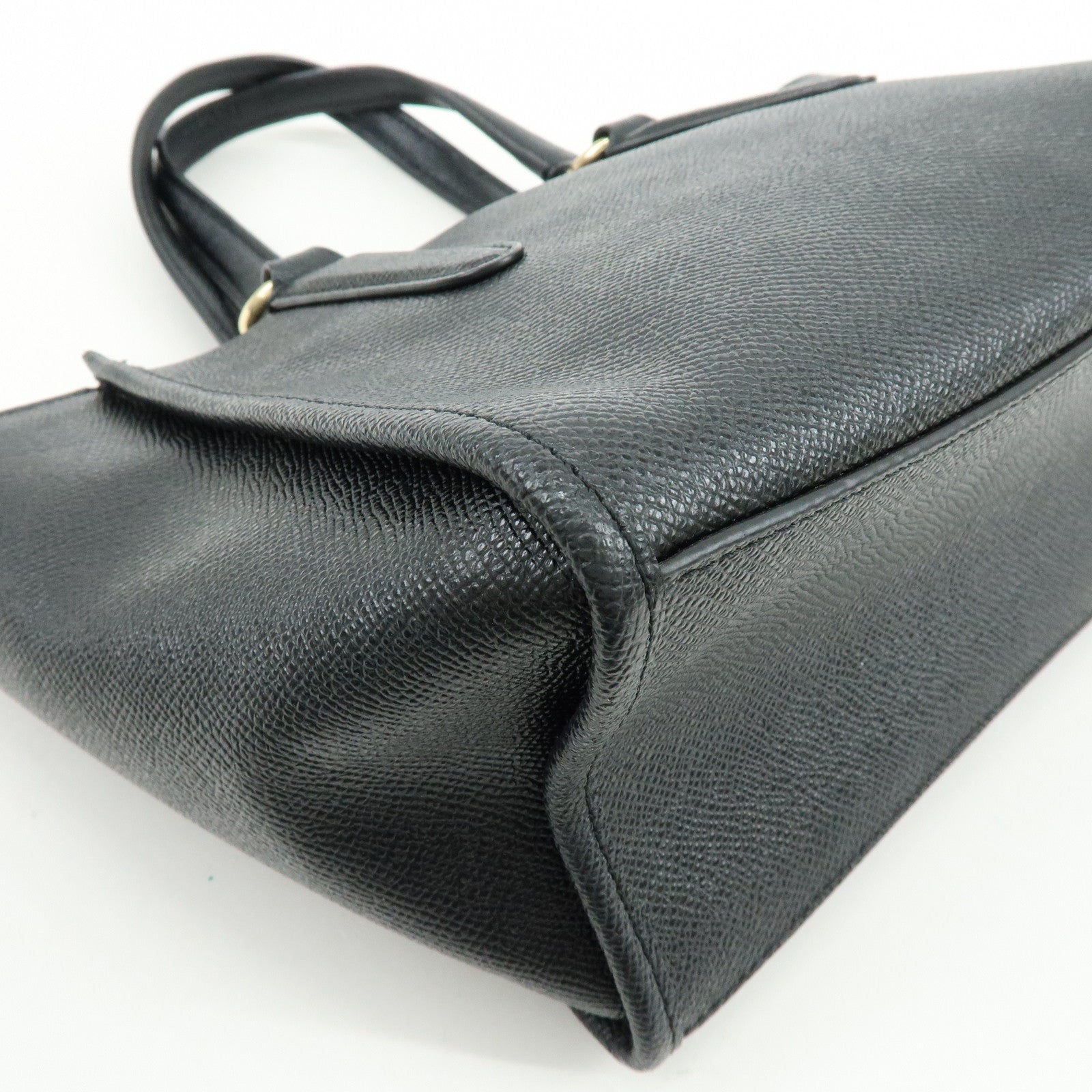 COACH Logo Leather Hand Bag Tote Bag Shouder Bag Black