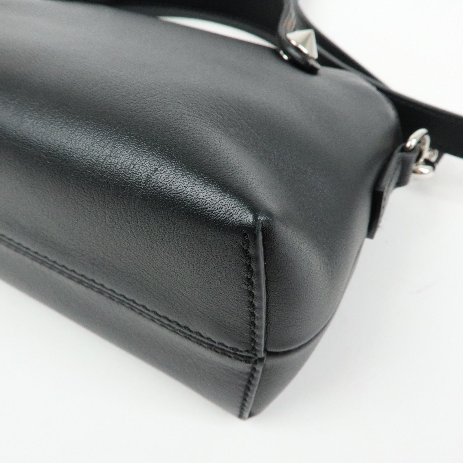 FENDI By The Way Zucca Leather 2Way Shoulder Bag Black Brown 8BL145