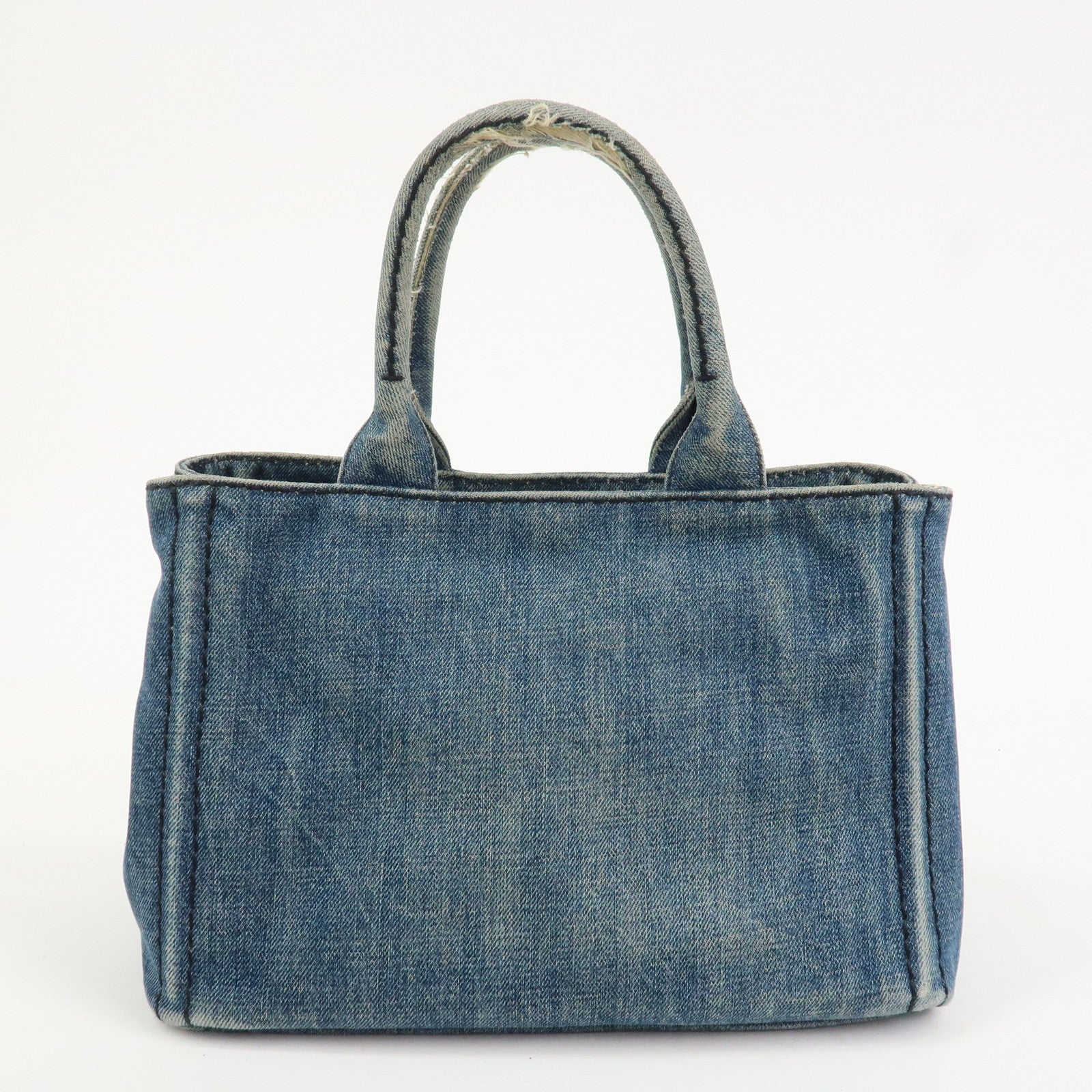 PRADA Logo Canapa Mini Denim 2Way Bag Hand Bag Shoulder Bag 1BG439