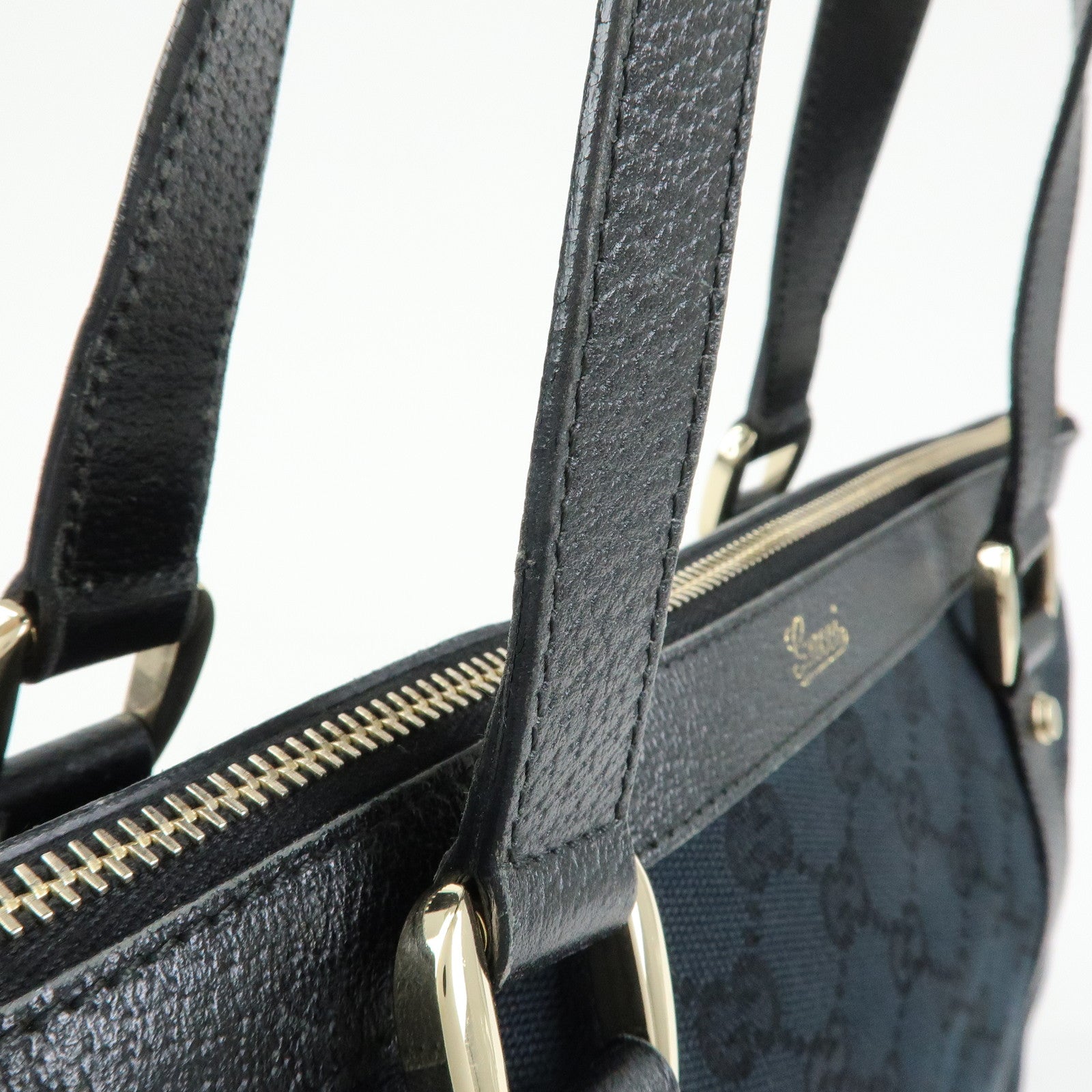 GUCCI Abbey GG Canvas Leather Tote Bag Shoulder Bag Black 141470