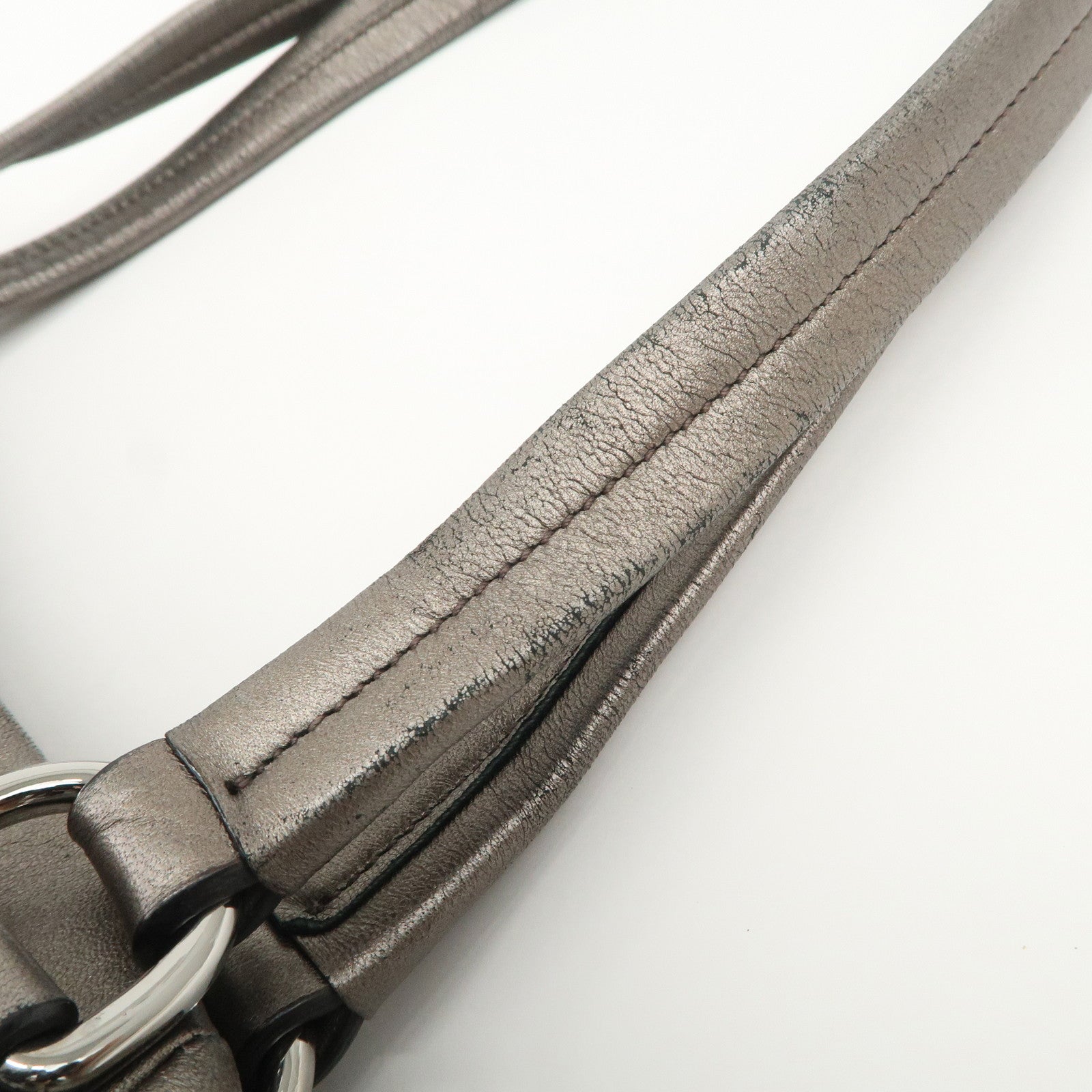 PRADA Logo Nylon Leather Tote Bag Shoulder Bag Gray BR4007