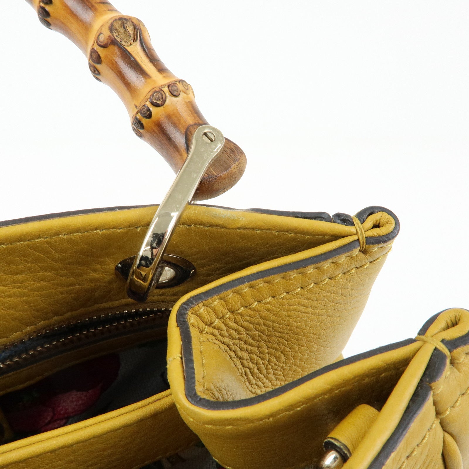 GUCCI Bamboo Leather 2Way Bag GUCCI 50years in Japan Mustard 336032