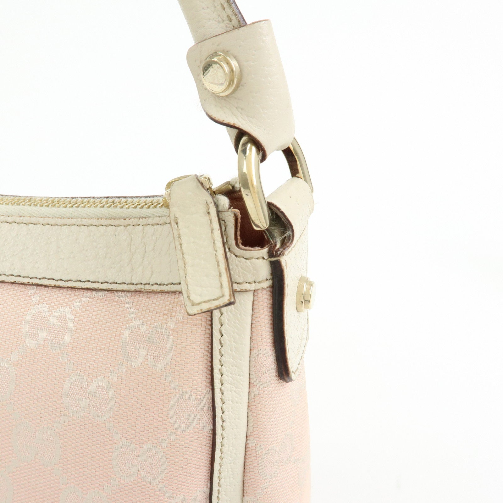 GUCCI GG Canvas Shoulder Bag Hand Bag Pink White 146244