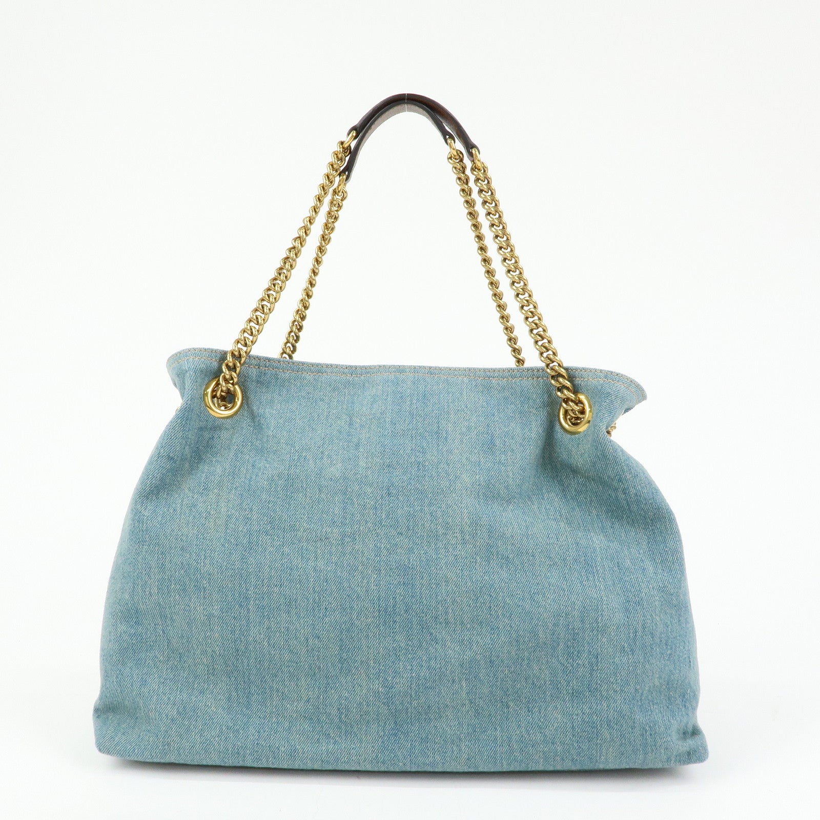 GUCCI SOHO Interlocking G Denim Leather Chain Shoulder Bag 308982