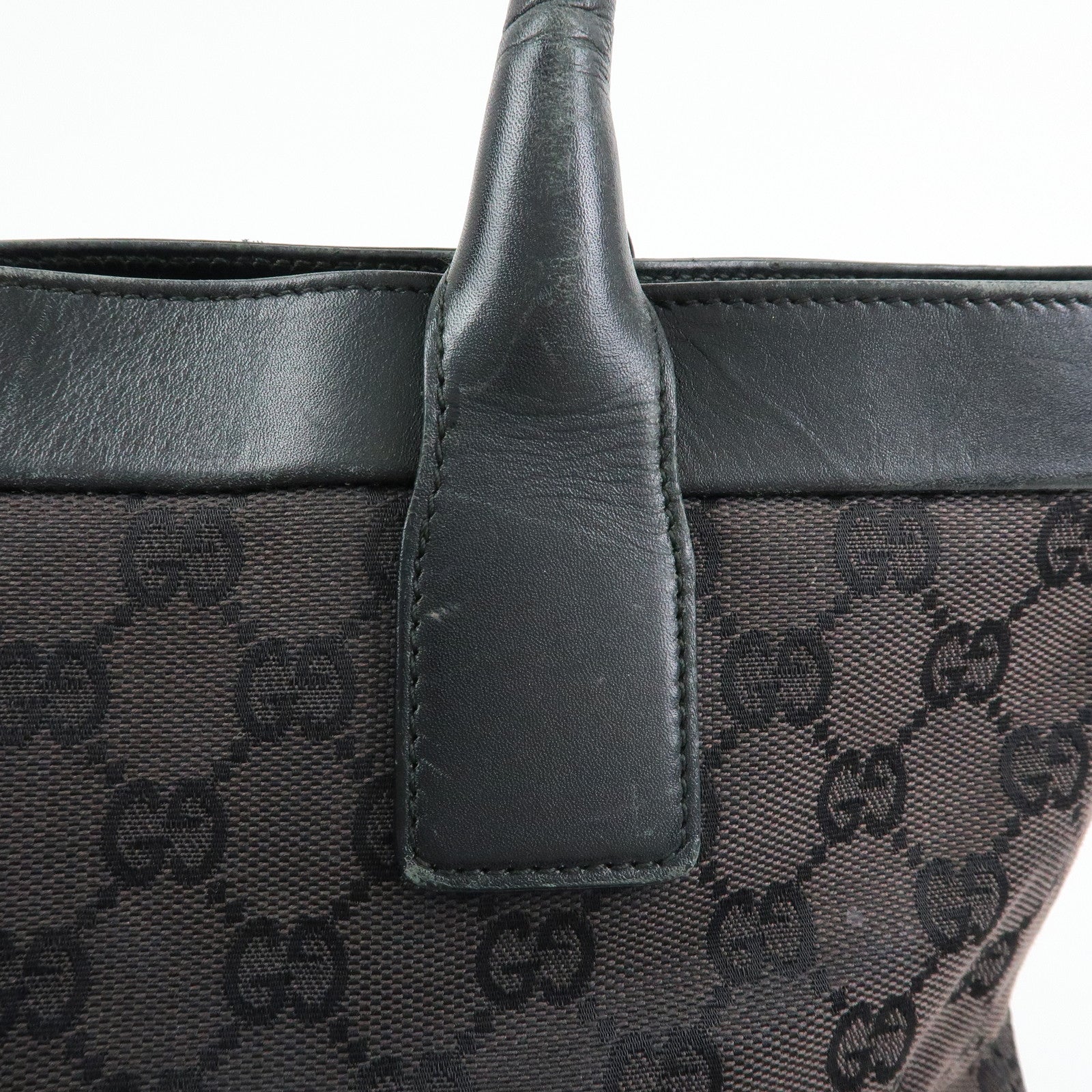 GUCCI GG Canvas Leather Tote Bag Hand  Bag Black 002・1119・1705