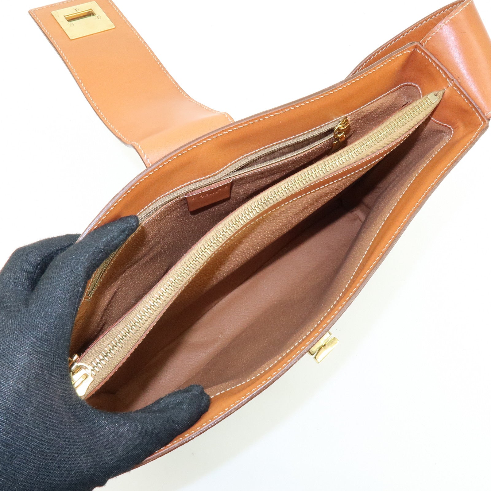 CELINE Macadam PVC Leather Shoulder Bag Brown