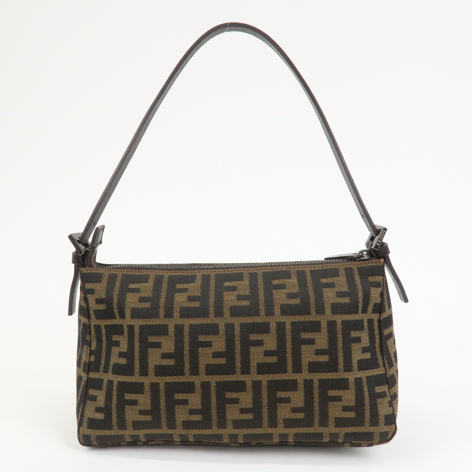 FENDI Zucca Canvas Leather Hand Bag Shoulder Bag Brown 8BR156
