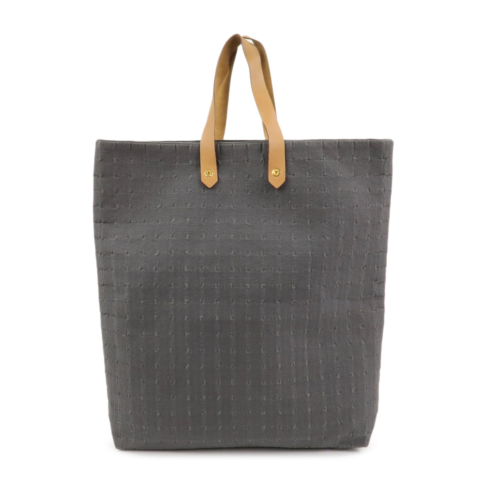 HERMES Ahmedabad GM Canvas Leather Tote Bag Gray Natural