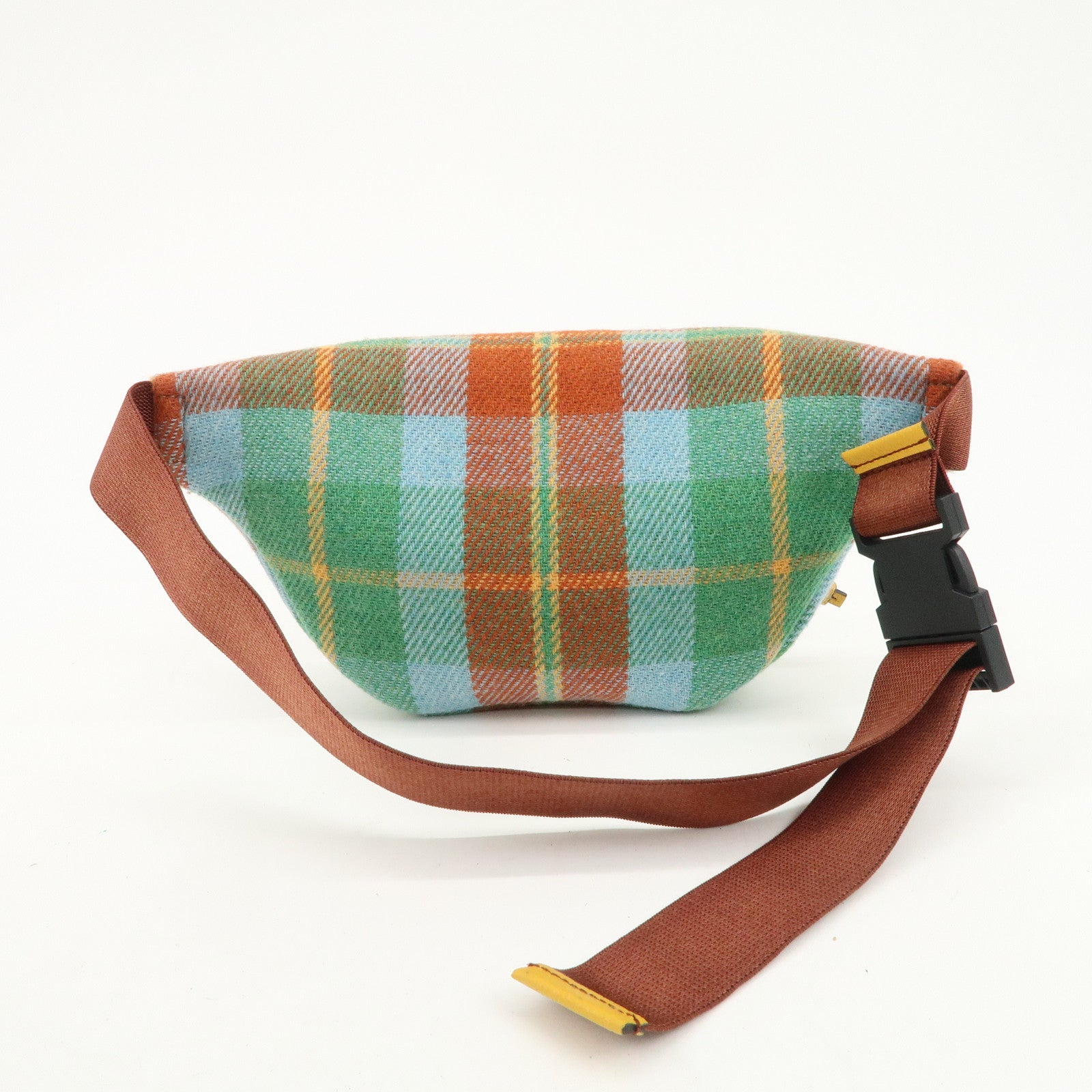 GUCCI Children's Wool Leather Body Bag Waist Bag Brown Green 502095