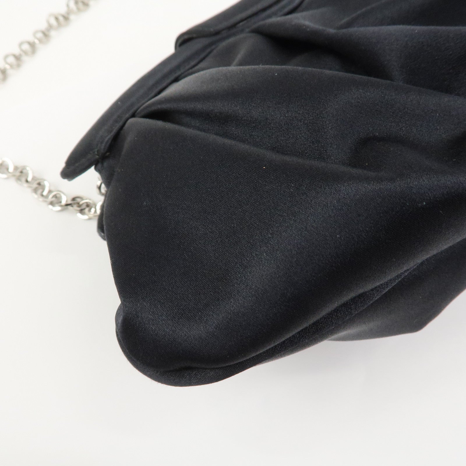 Ferragamo Gancini Satin Shoulder Bag Crossbody Bag Black Q 21 6436