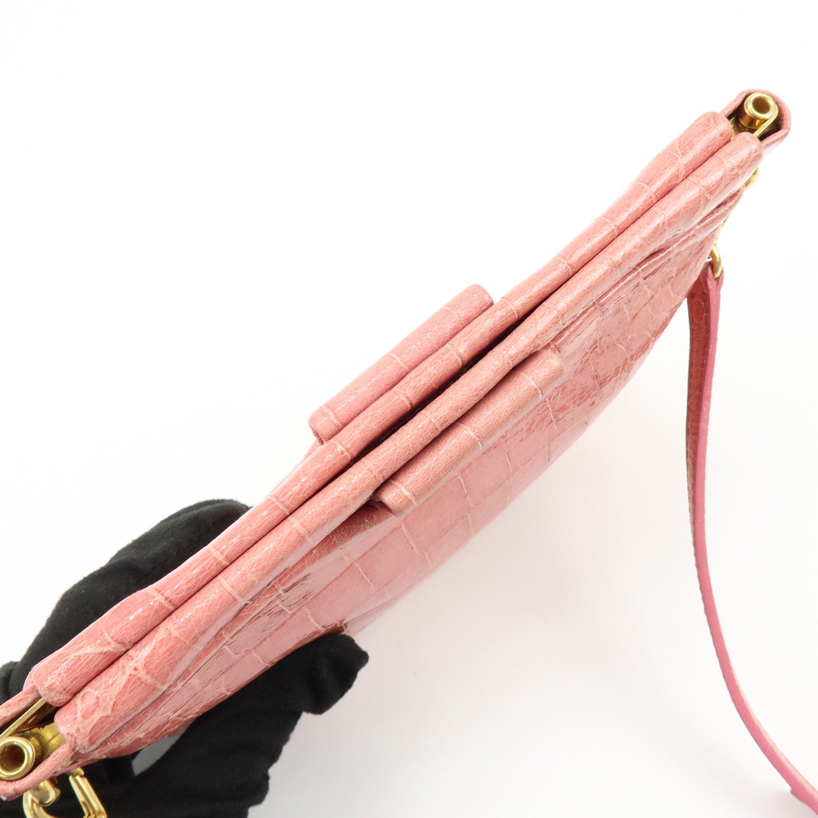 MIU MIU Embossed Leather Shoulder Bag Crossbody Bag Pink