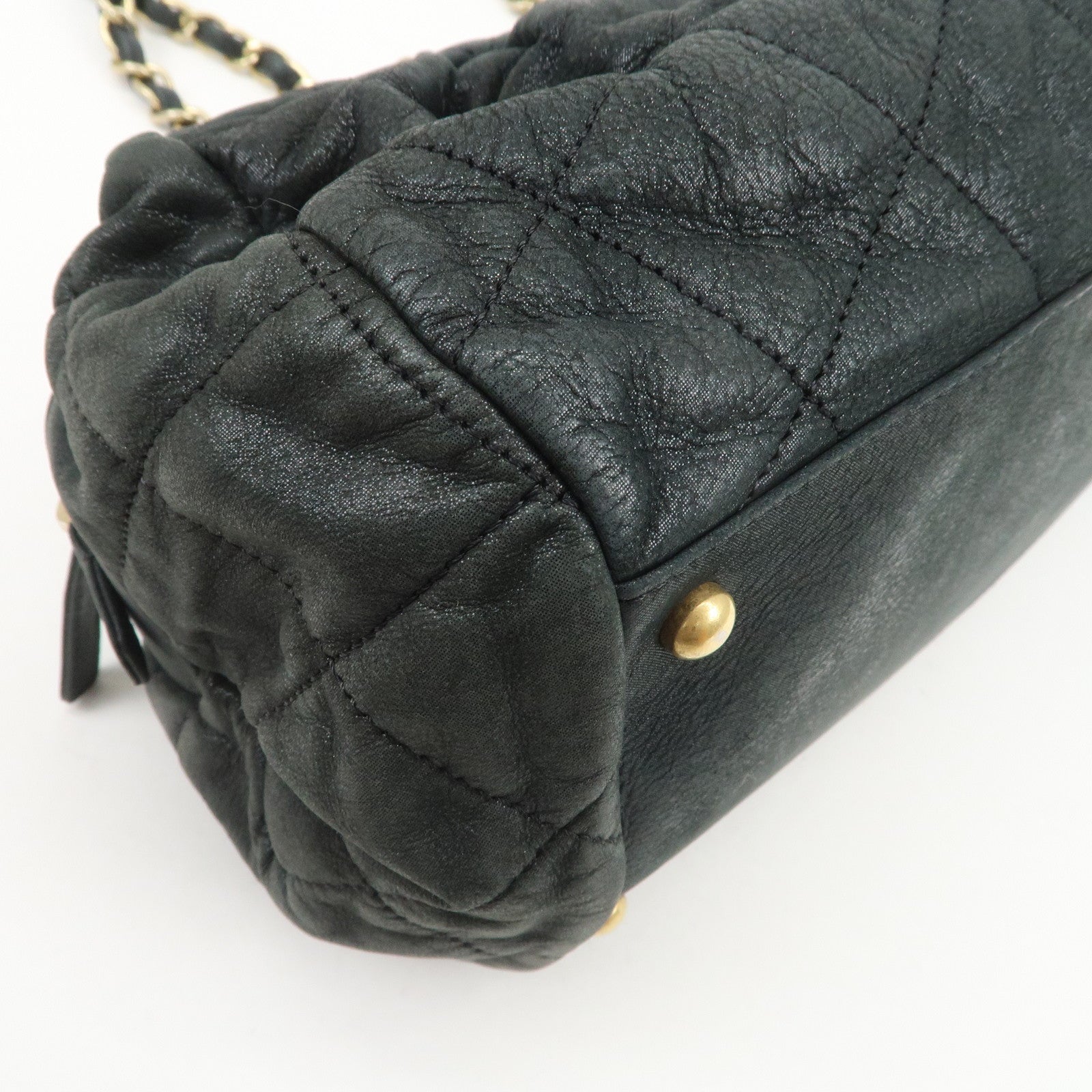 CHANEL Matelasse COCO Mark Lamb Skin Shoulder Bag Black A50475