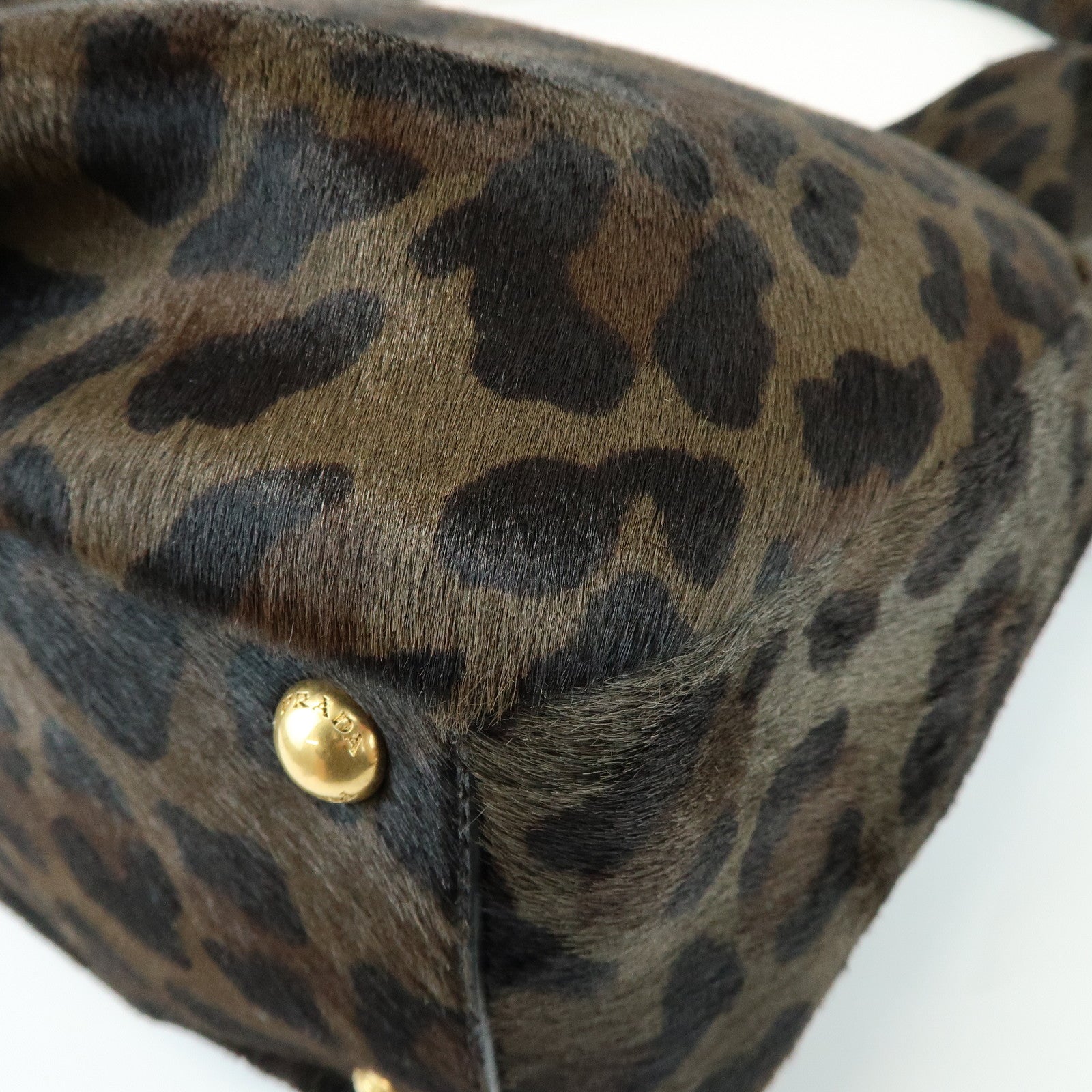 PRADA Leopard Unborn Calf Shoulder Bag Dark Brown BR4941