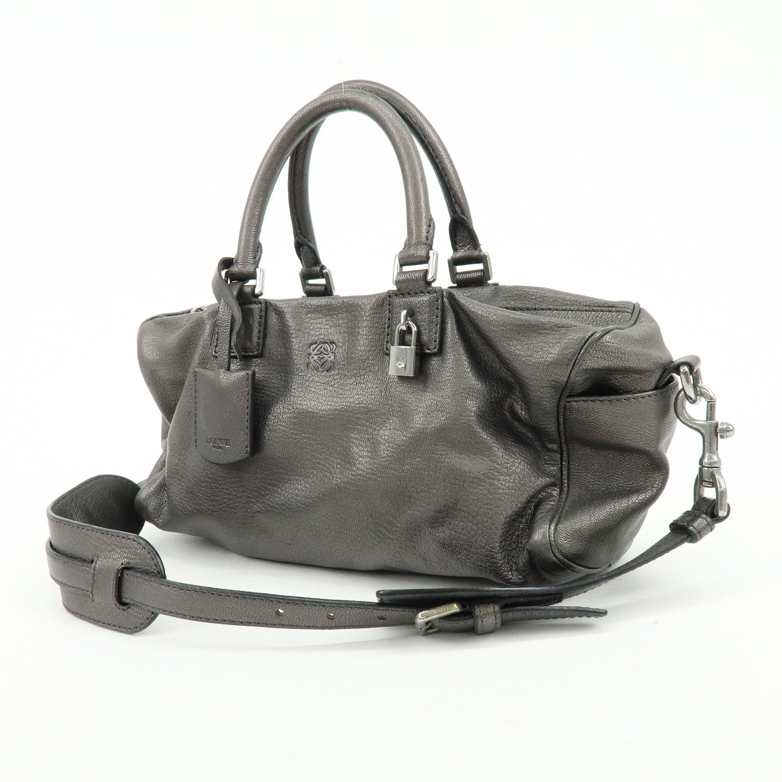 LOEWE Anagram Leather 2Way Bag Hand Bag Shoulder Bag Bronze