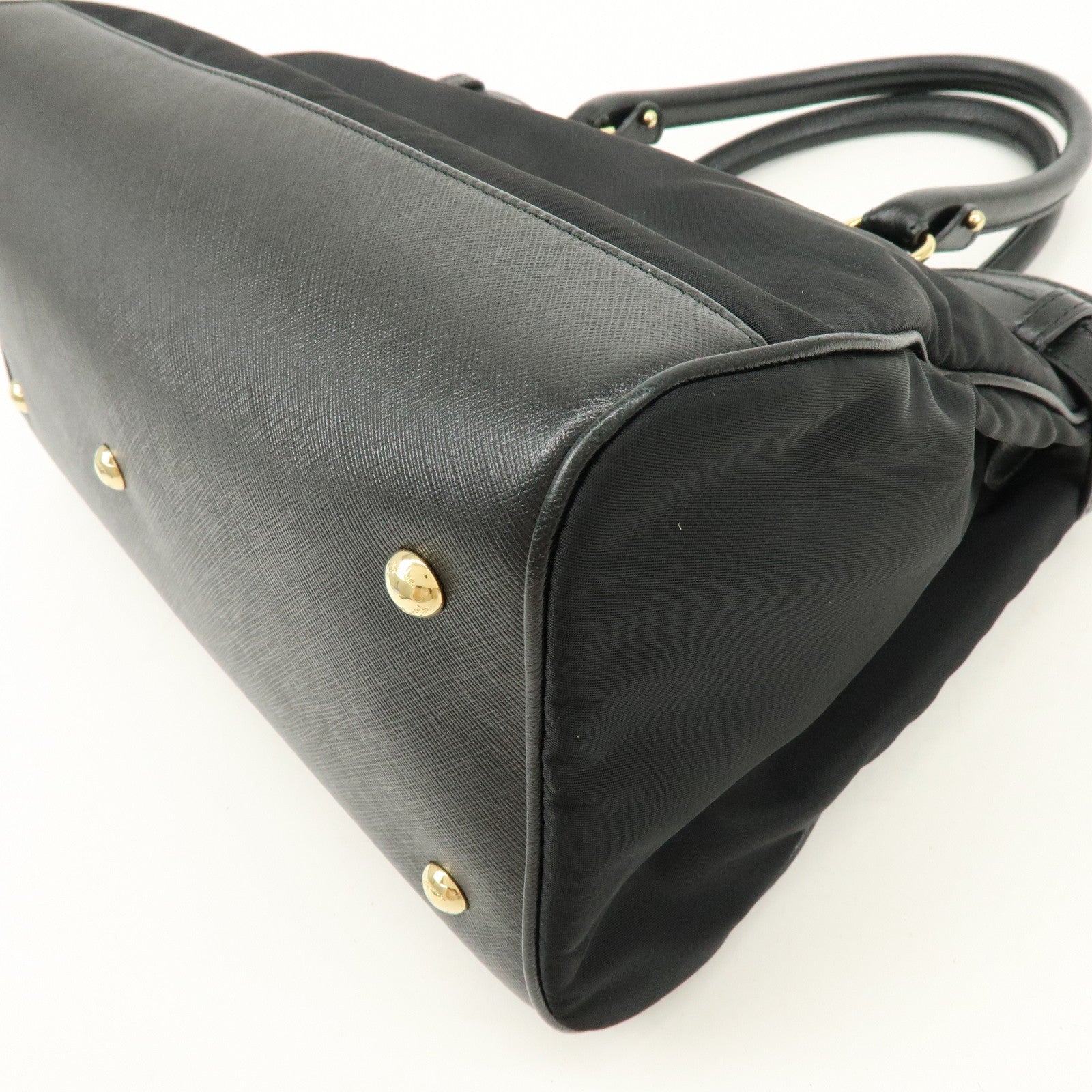Ferragamo Gancini Nylon Leather 2Way Bag Hand Shoulder Bag Black