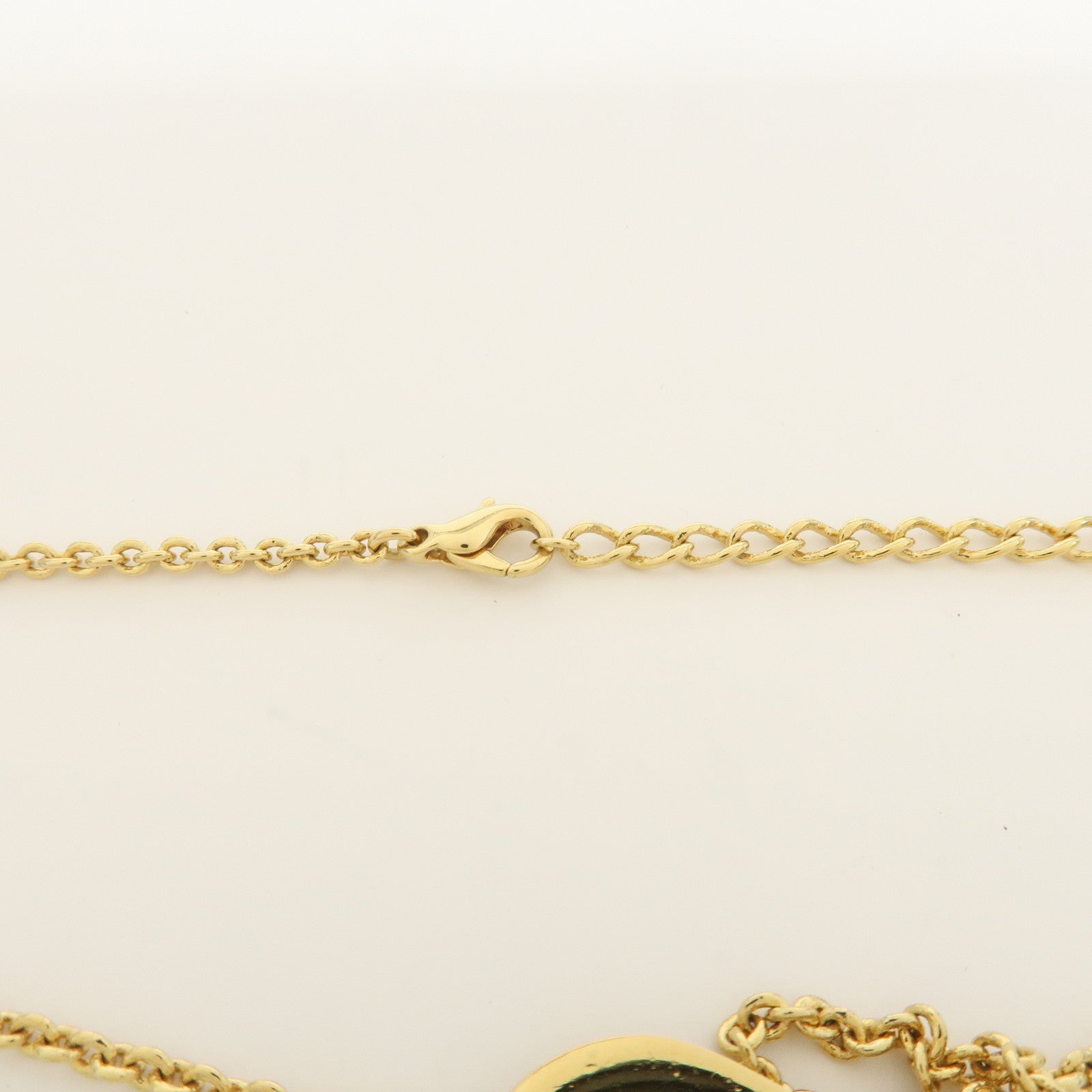 Christian Dior Logo Metal Rhinestone Necklace Gold