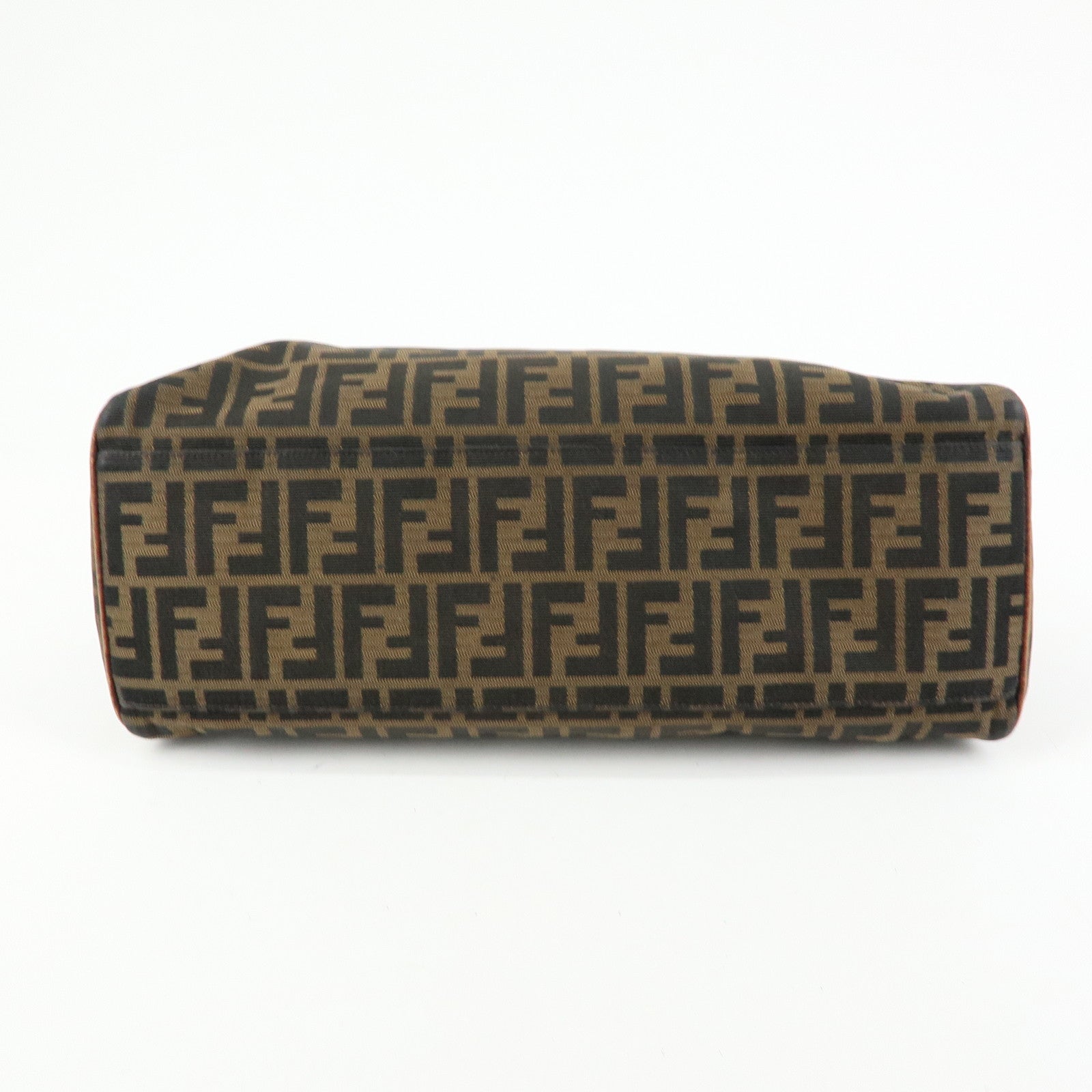 FENDI Ethnico Zucca Canvas Leather Tote Shoulder Bag Brown 8BN162