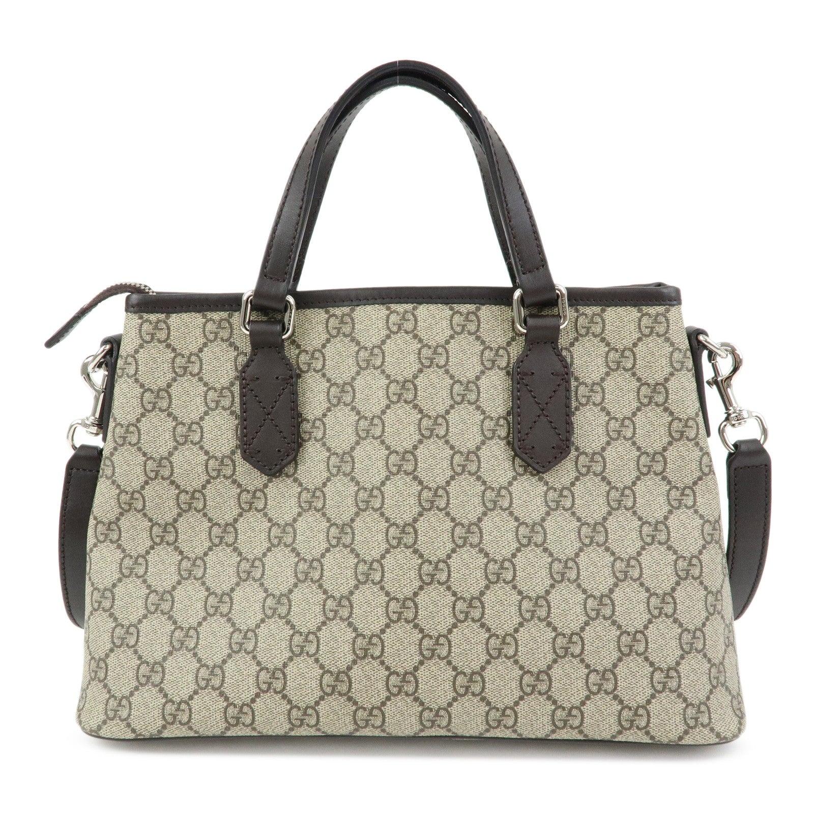 GUCCI GG Supreme 2Way Bag Hand Bag Shoulder Bag Beige Brown 429019