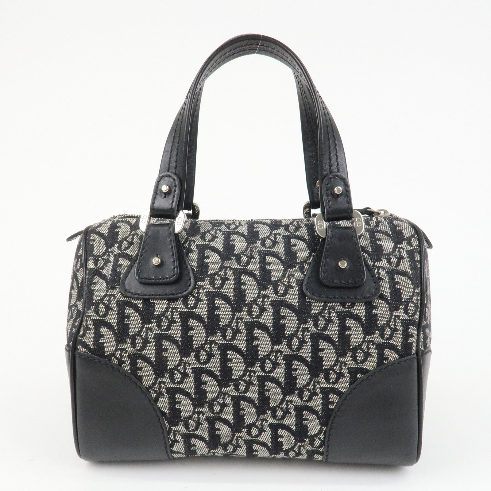 Christian Dior Trotter Canvas Leather Mini Boston Hand Bag Black