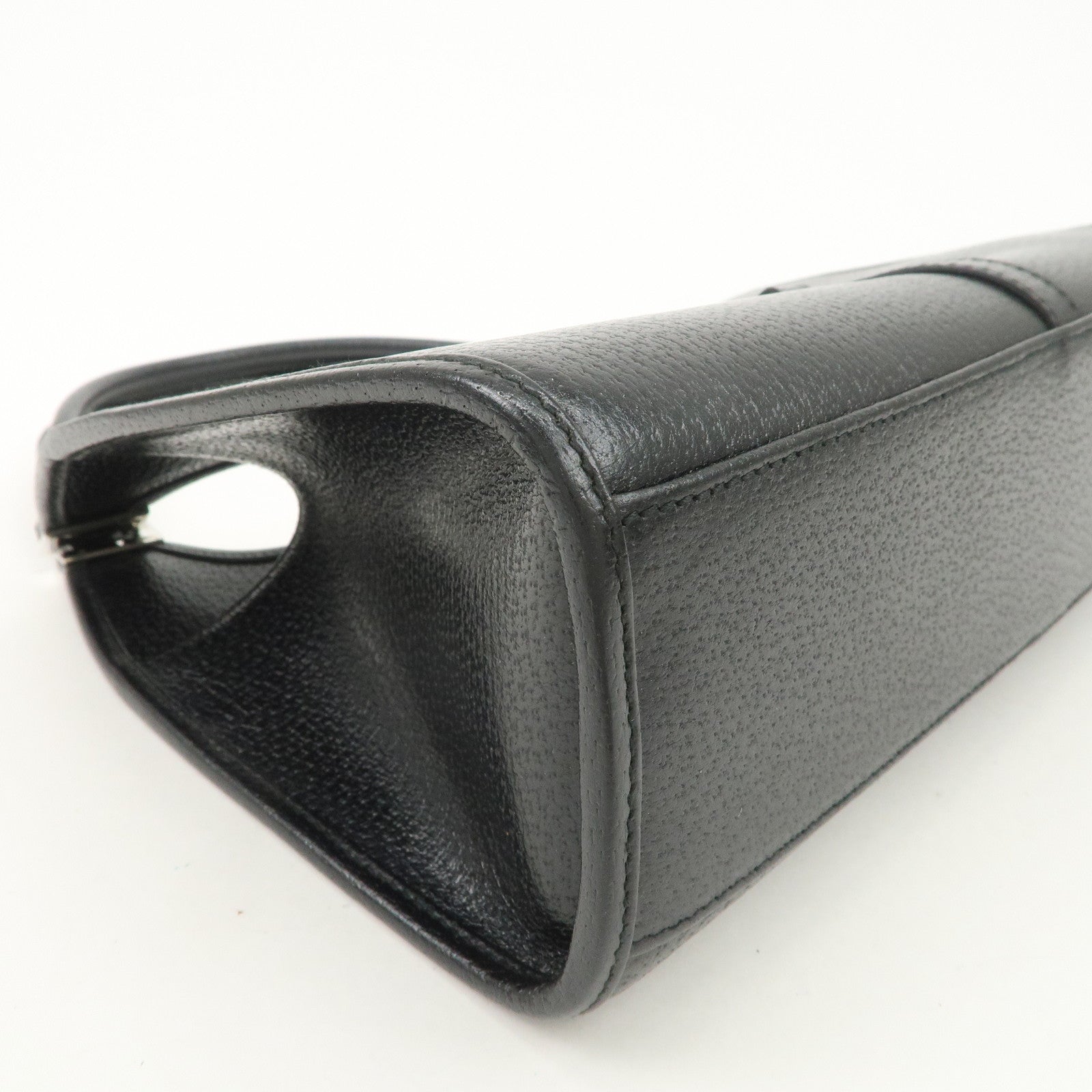 GUCCI Jackie Logo Leather Hand Bag Shoulder Bag Black 002.1068