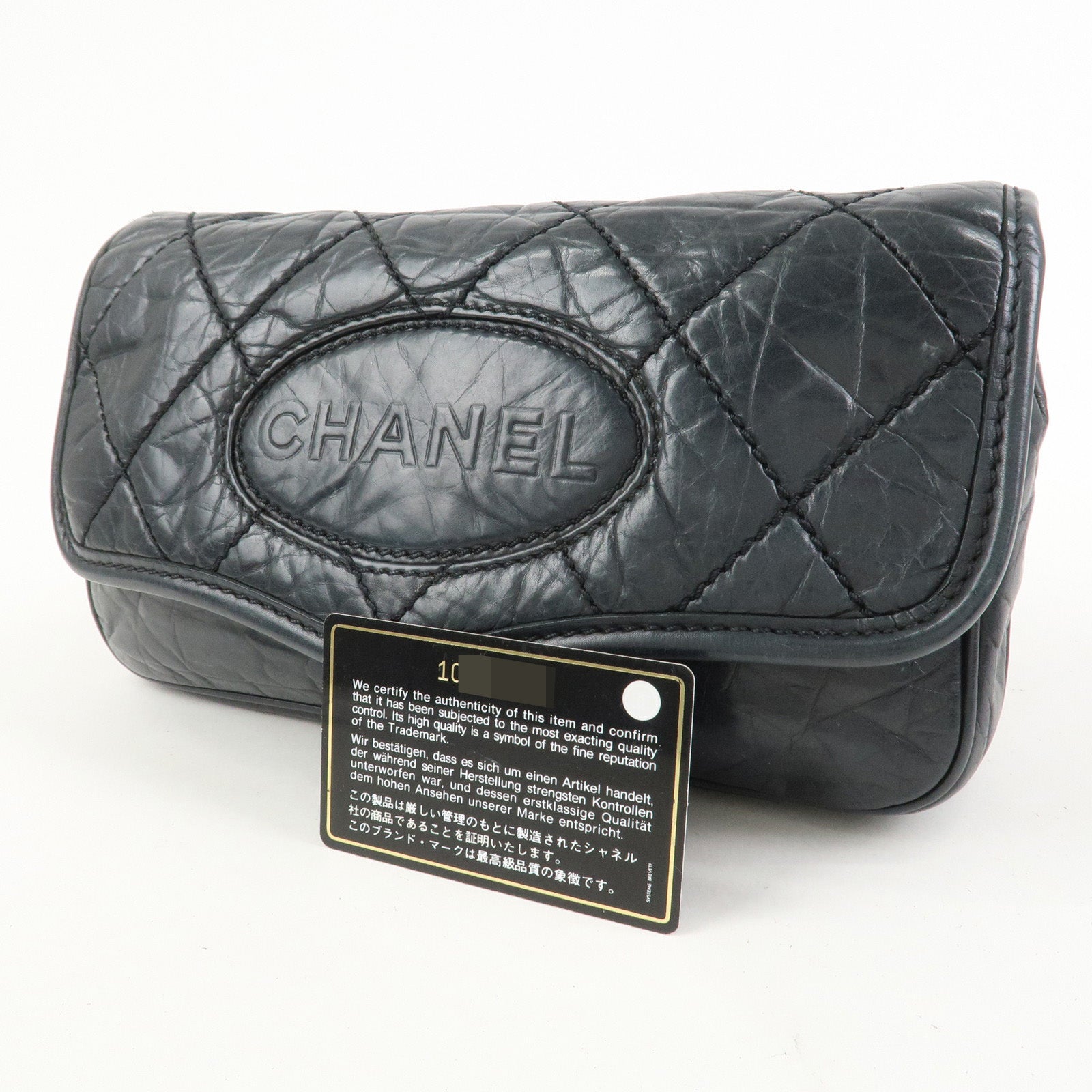 CHANEL Wild Stitch Calf Leather Shoulder Bag Crossbody Bag Black