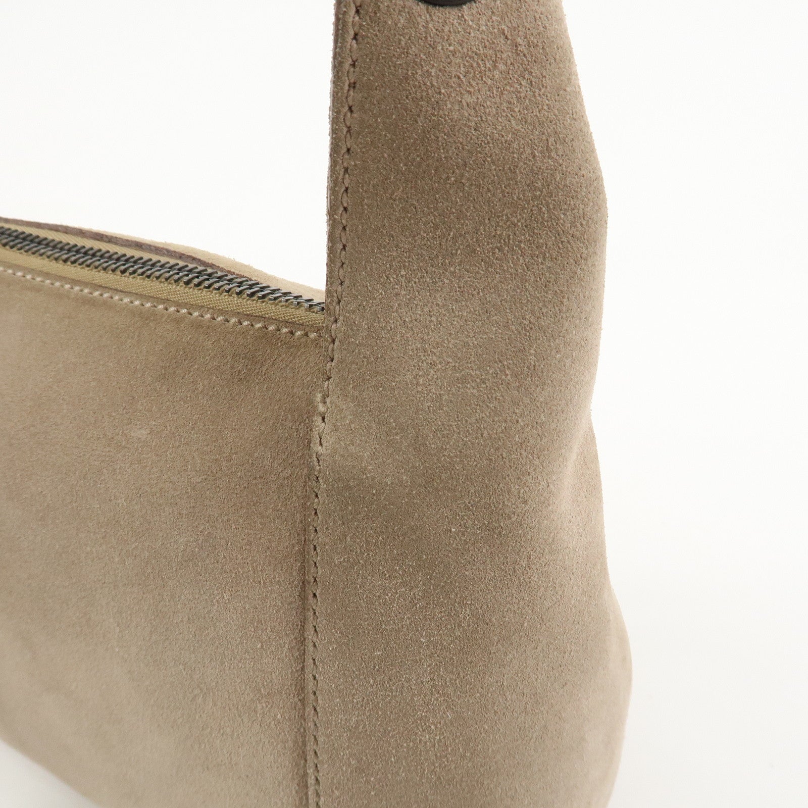 GUCCI Logo Suede Shoulder Bag Hand Bag Beige 101333
