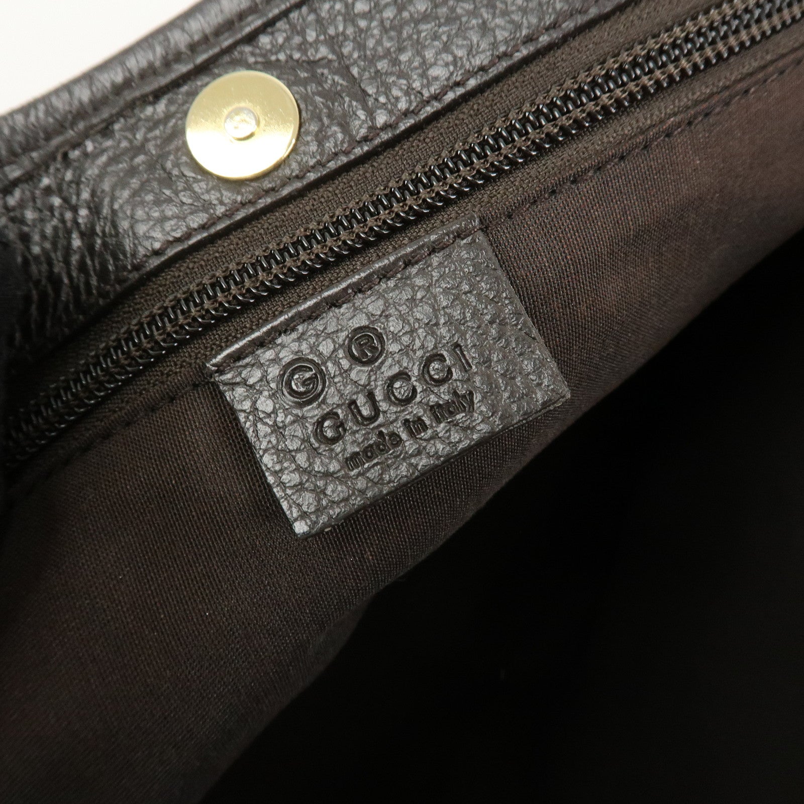 GUCCI Canvas Leather Tote Bag Shoulder Bag Dark Brown 257302