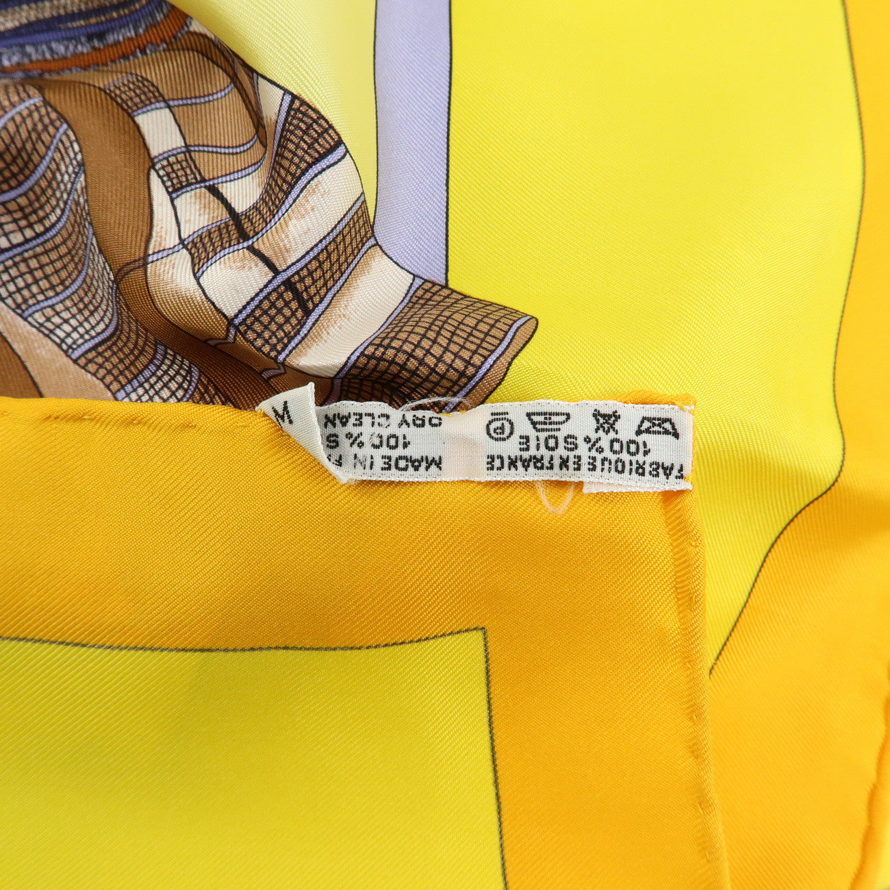 HERMES Carre 90 Silk 100% Scarf HELLO DOLLY Yellow