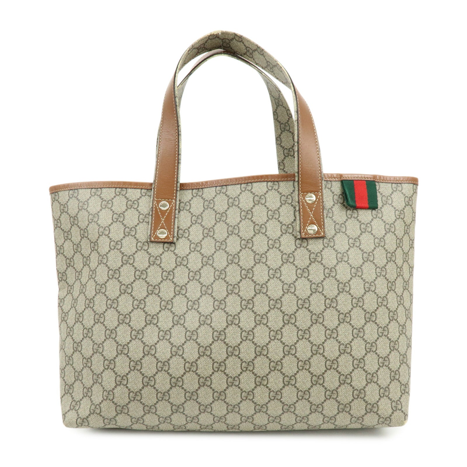 GUCCI Sherry GG Supreme Leather Tote Bag Hand Bag Beige 211134