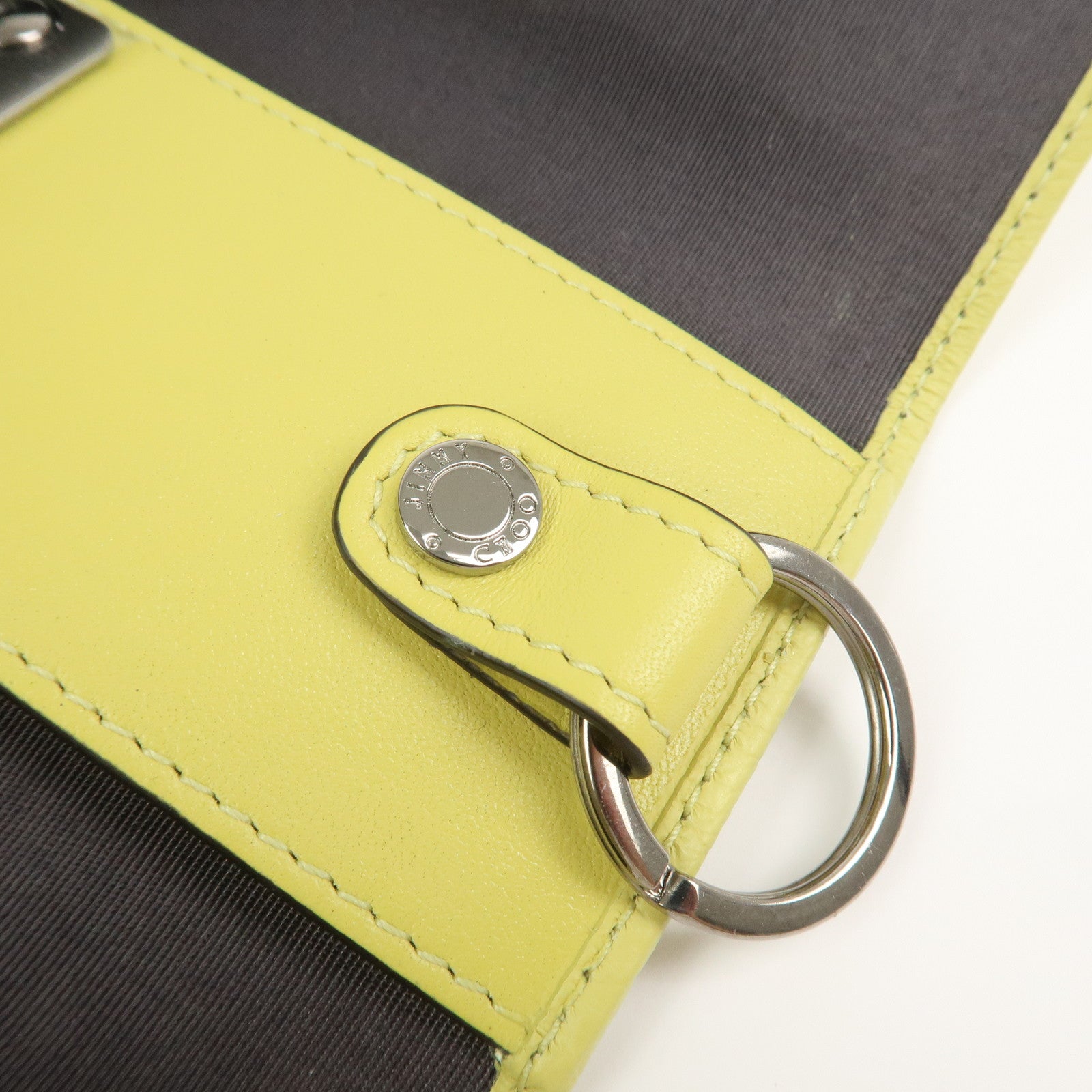 JIMMY CHOO Logo Leather 6 Rings Key Case Key Holder Yellow