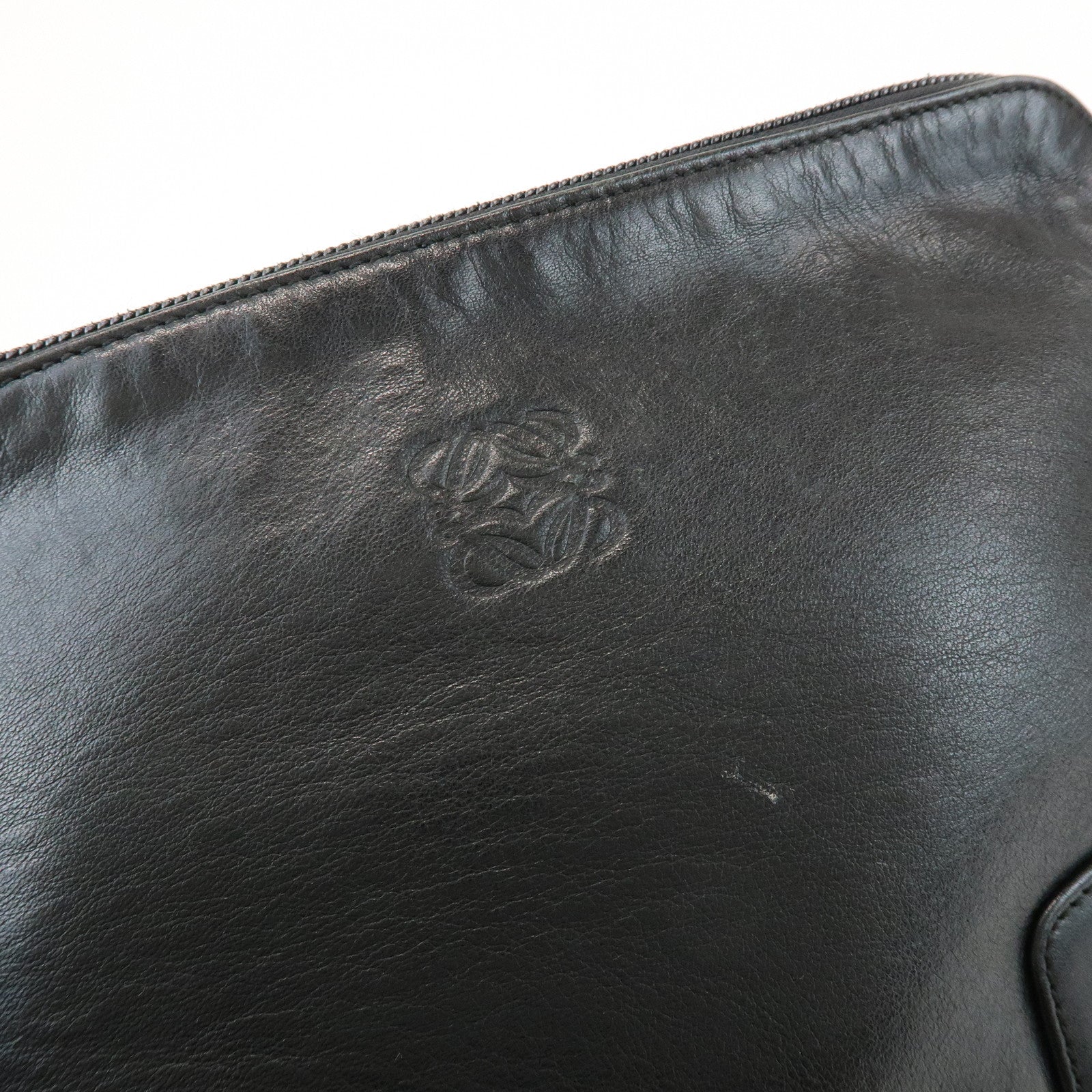 LOEWE Anagram Logo Leather Clutch Bag Black
