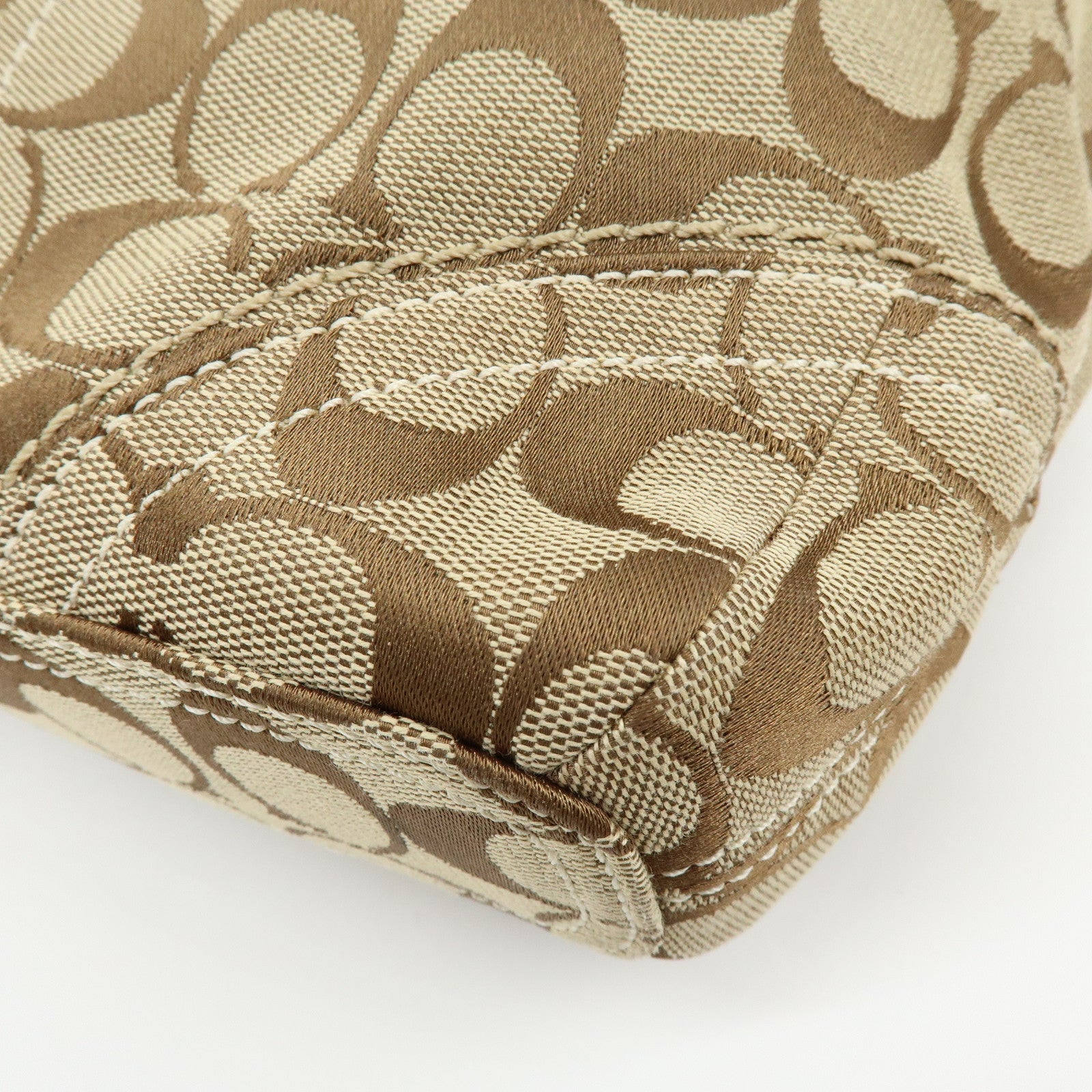 COACH Signature Set of 2 Canvas Leather Shoulder Bag Beige Camel