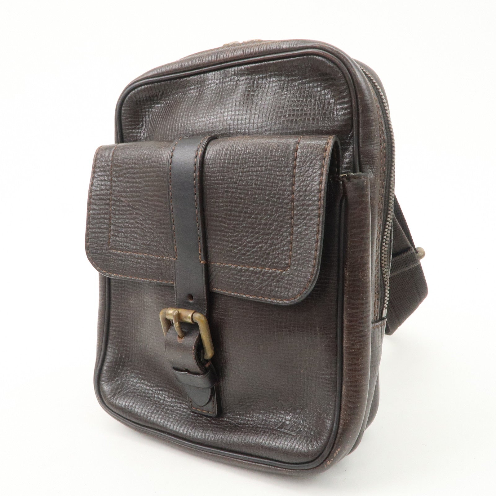 Louis Vuitton Utah Leather Irokuwa Crossbody Bag Cafe M92534 Used
