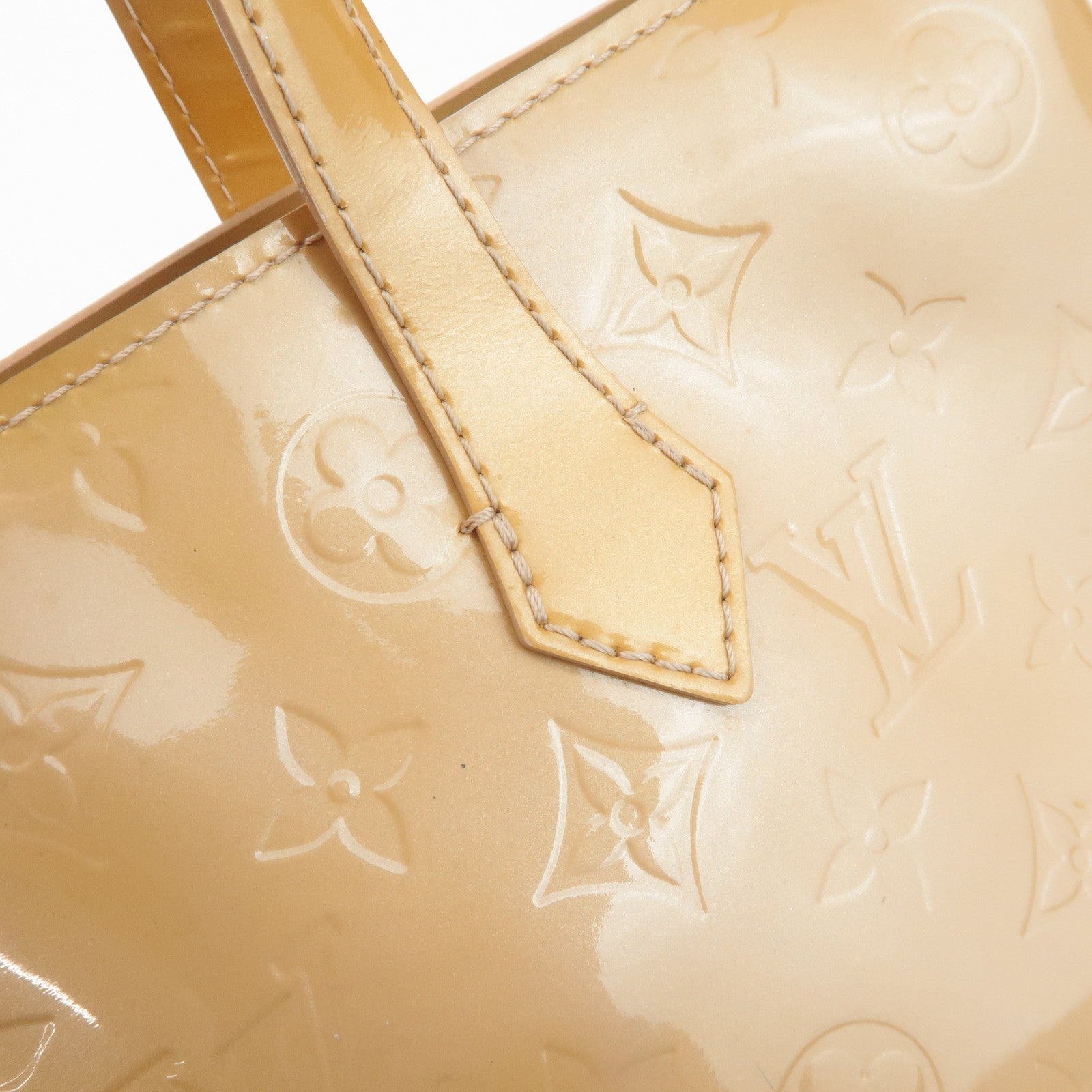 Louis Vuitton Monogram Vernis Wilshire PM Hand Bag Blanc Corail M91642 Used