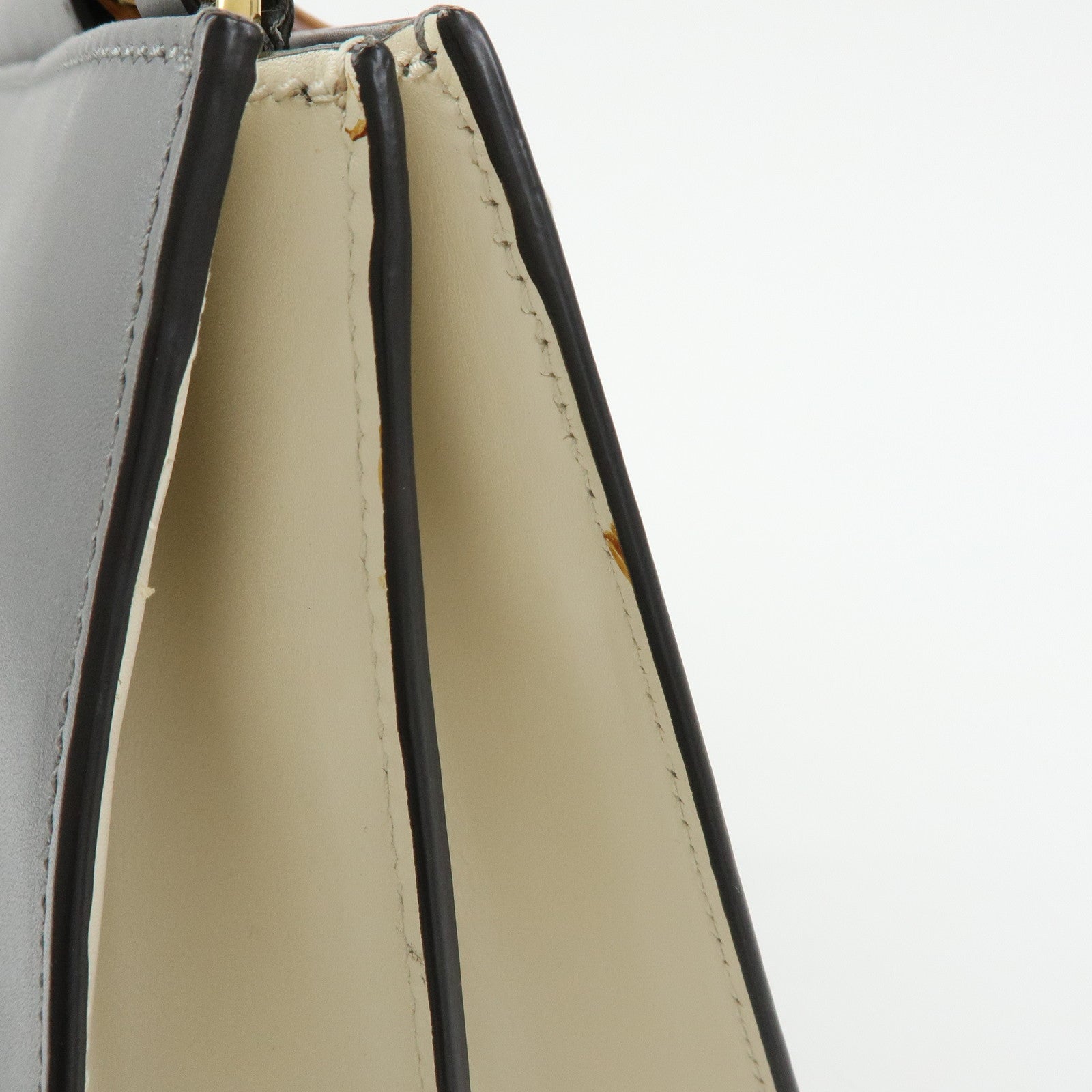 GUCCI Sherry Bamboo Nymphaea Leather 2Way Bag Gray White 453764