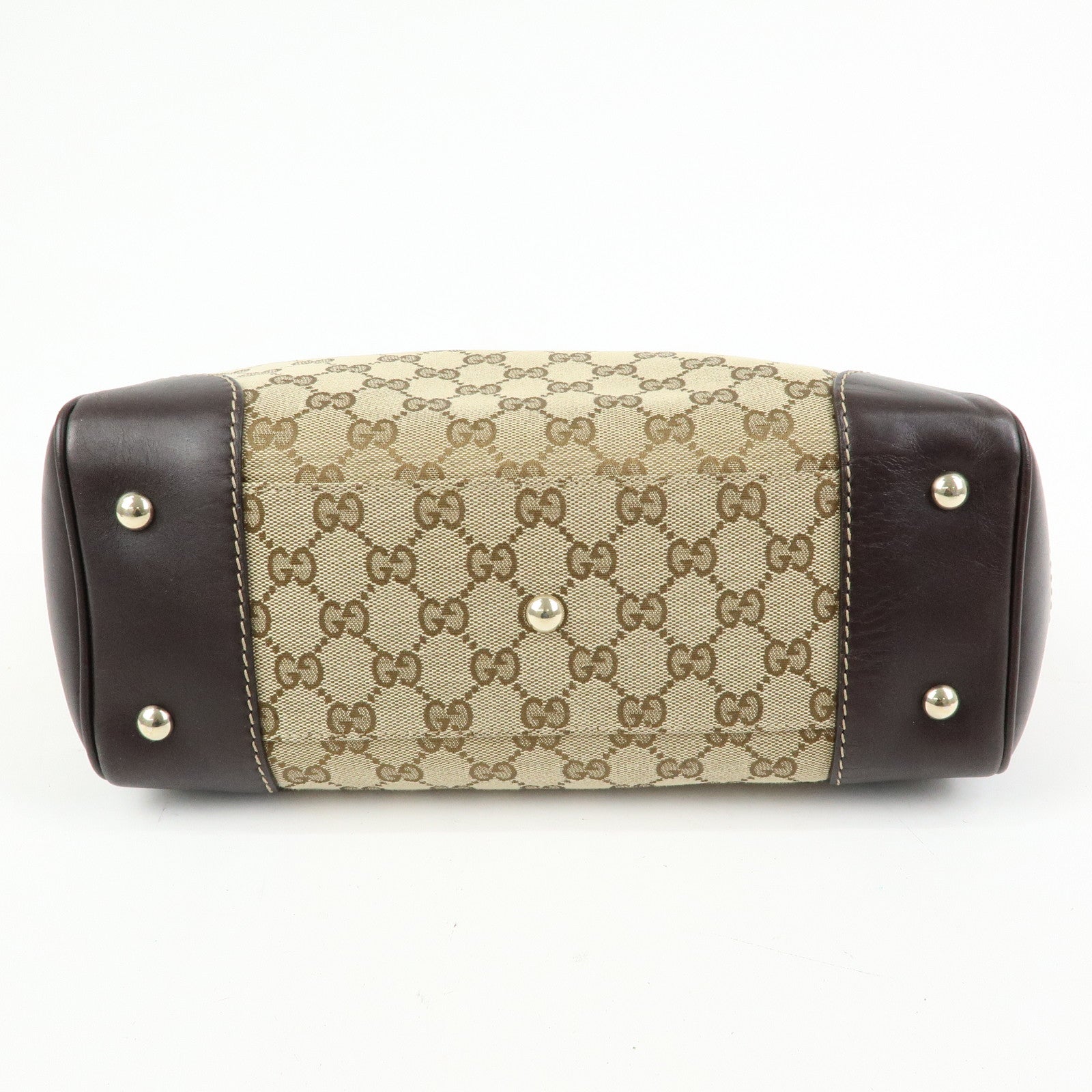 GUCCI Sherry Canvas Leather Tote Bag Hand Bag Beige Brown 257061