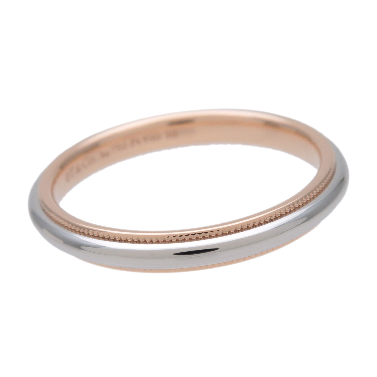 Tiffany & Co Milgrain Band Ring PT950 K18 750PG Rose Gold US9 EU60