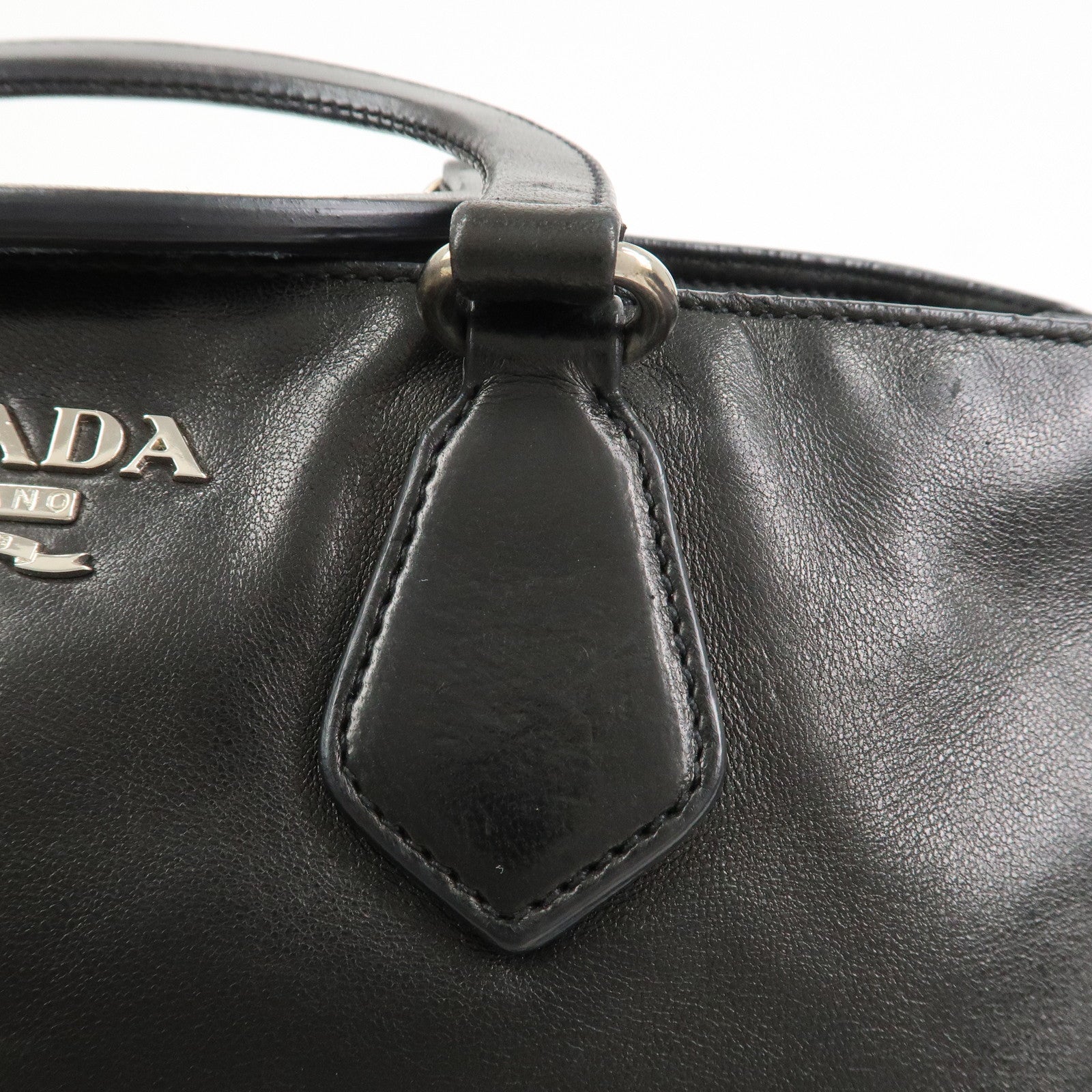 PRADA Logo Nappa Leather 2Way Bag Hand Bag Shoulder Bag Black