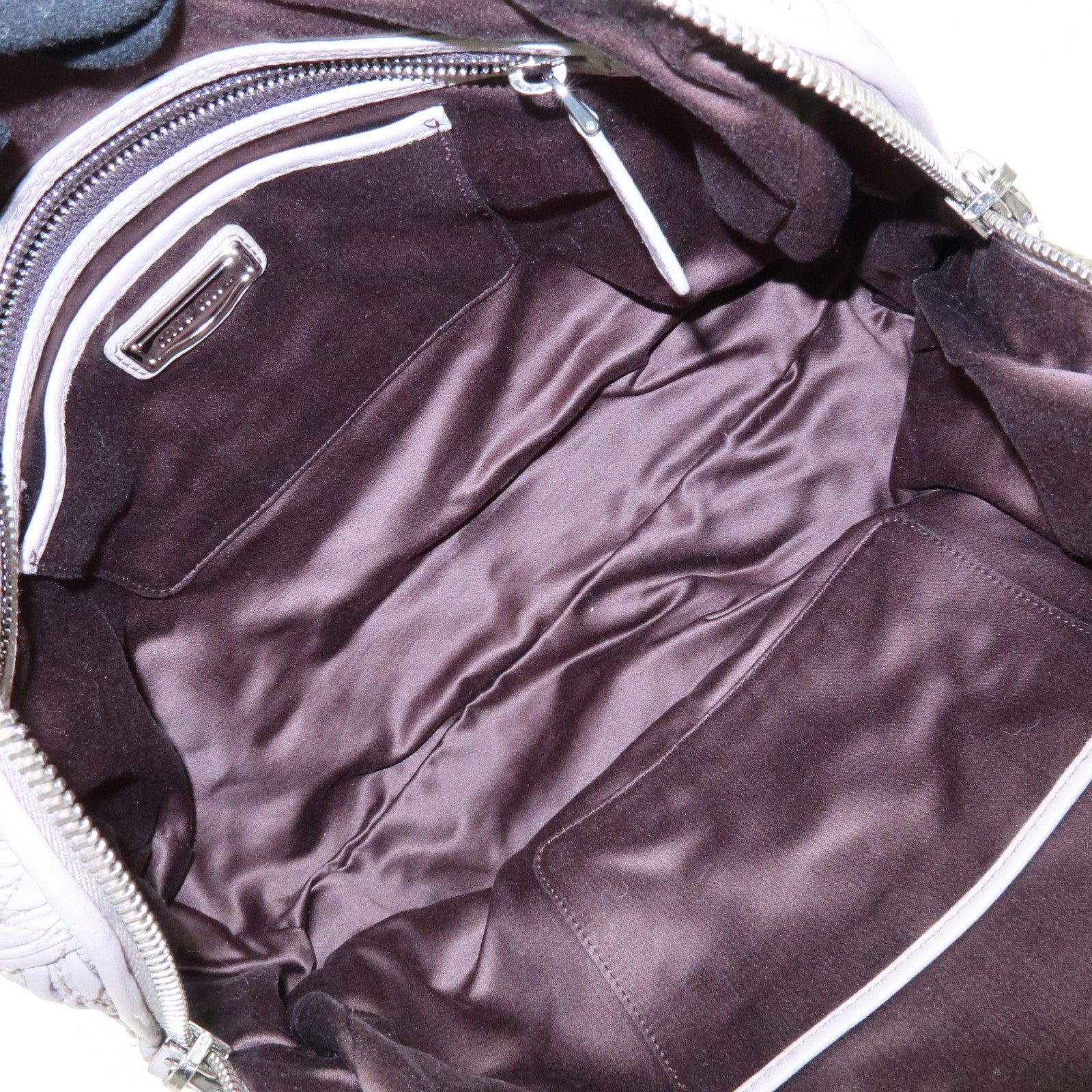 MIU MIU Matelasse Nappa Leather Tote Bag Shoulder Bag Gray