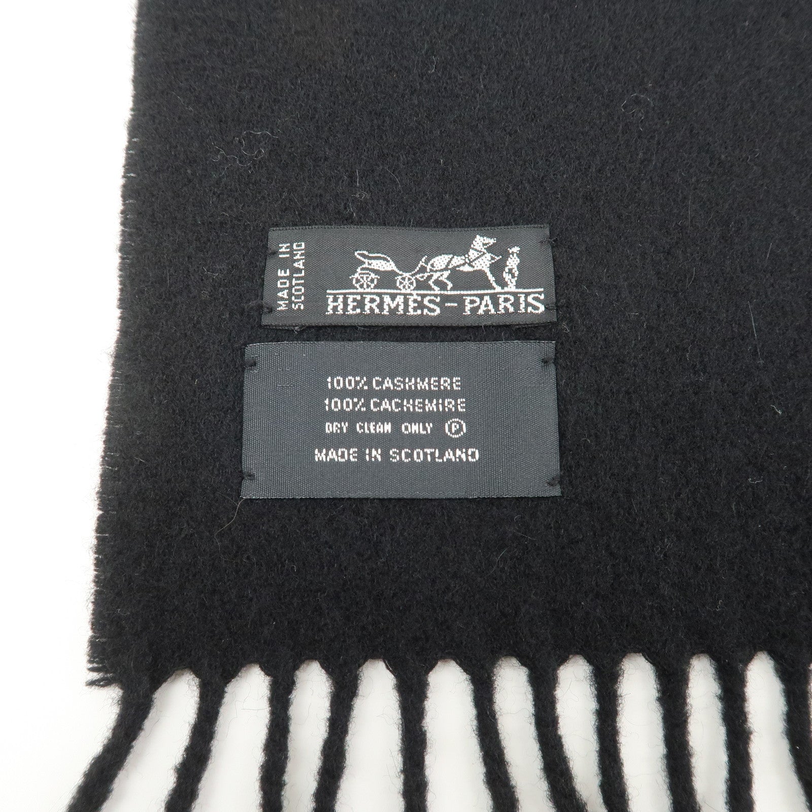HERMES Cashmere 100% Scarf Stole Muffler Black