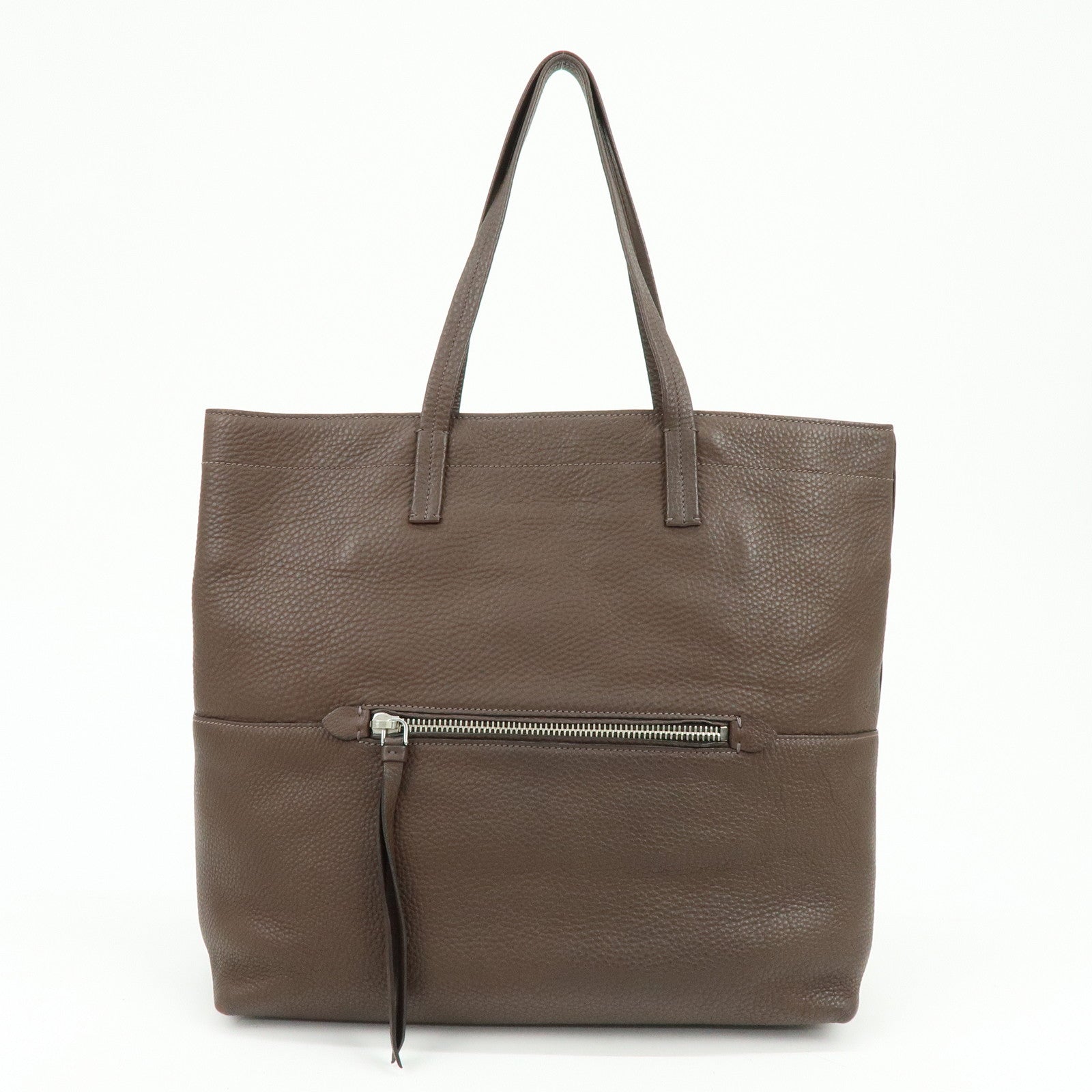 MIU MIU Logo Leather Tote Bag Shoulder Bag Hand Bag Dark Brown