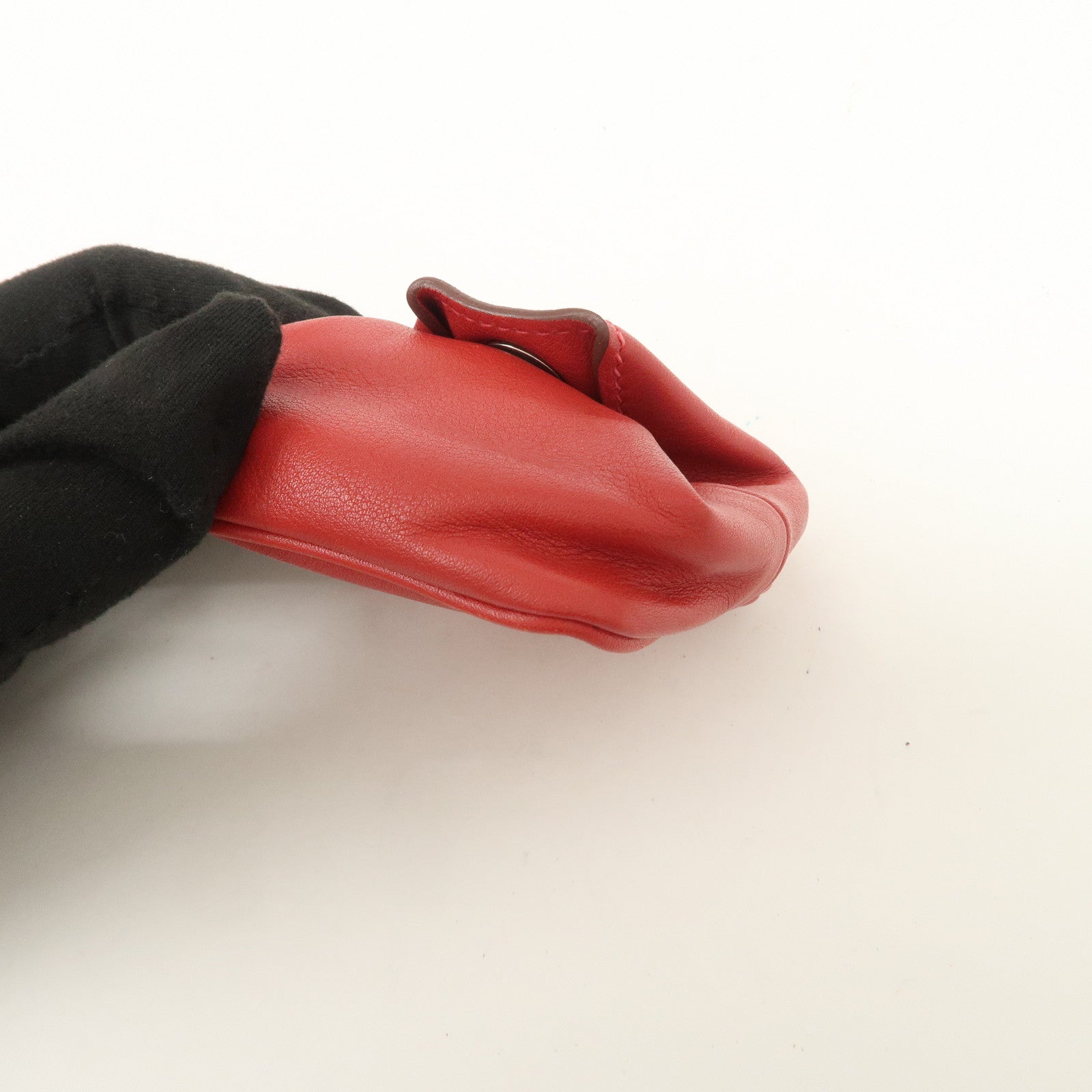 HERMES Bee Pop Leather Mini Compact Coin Case Red